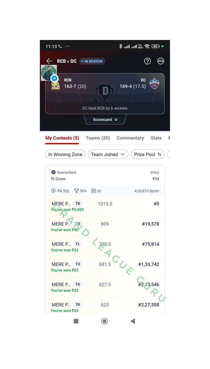 GrandLeagueGuru's tweet photo. Won gl missed mega still ok with it
#dream11expert #dream11prediction #dream11tips #dream11 #dream11ipl #dream11champion https://t.co/gpNTm1xvtP