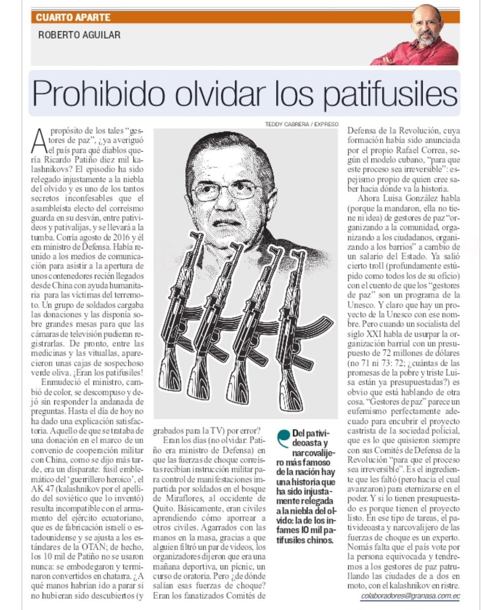 “Gestores de paz” les dicen. Buen recordatorio sobre grupos armados al servicio de regímenes totalitarios. Milicias de soplones contra el proyecto. <a href="/Expresoec/">Diario Expreso</a>