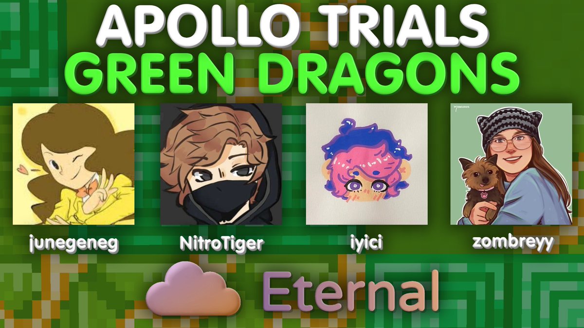 MCApolloTrials's tweet photo. 🟩 TEAM ANNOUNCEMENT 🟩

Our third team is here, the Green Dragons are flying into the event and are ready to fight! Do they have a chance to win Apollo Trials 1?

[ @GeNeG_01 - @NitroTiger6801 - @Iyici_ - @zombreyy ] https://t.co/fHzTP9bTb7