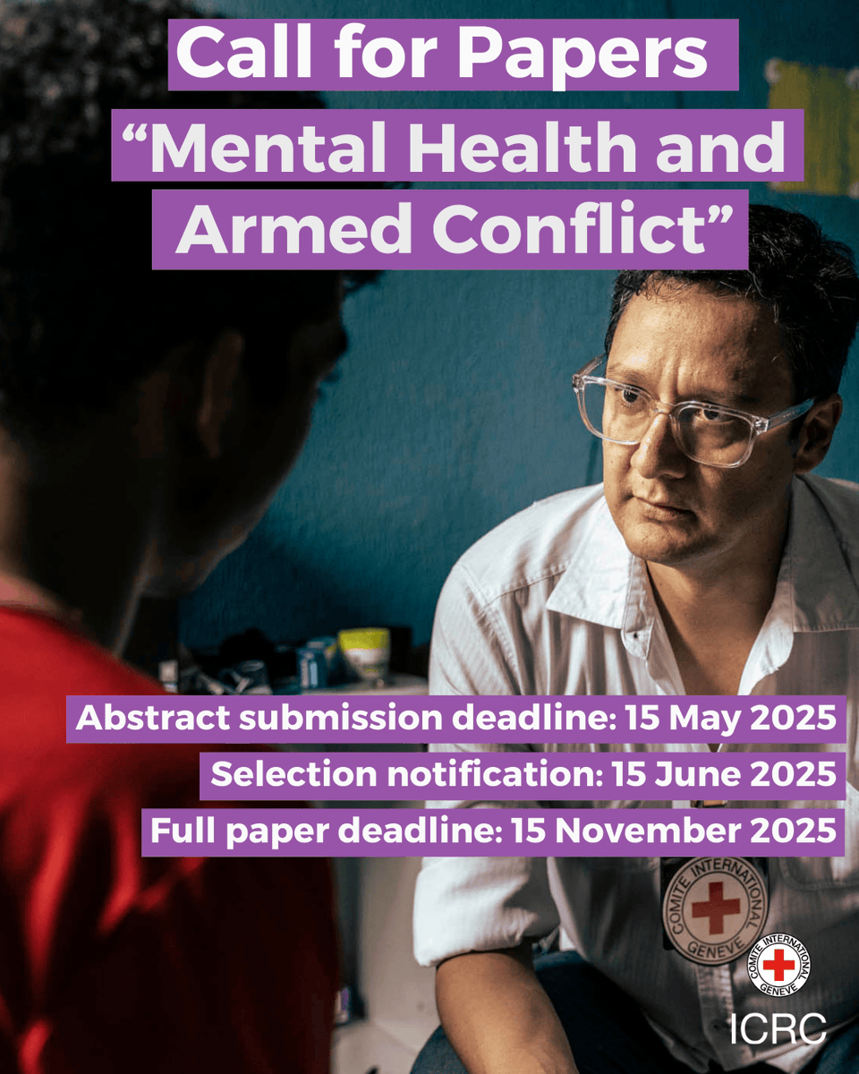 📢 Attention researchers and practitioners! 

The International Review of the Red Cross calls for papers on 'Mental Health and Armed Conflict'. Submit by May 15th, 2025, and contribute to this vital discussion.

Read more 👉🏽 ms.spr.ly/6018qFBYm