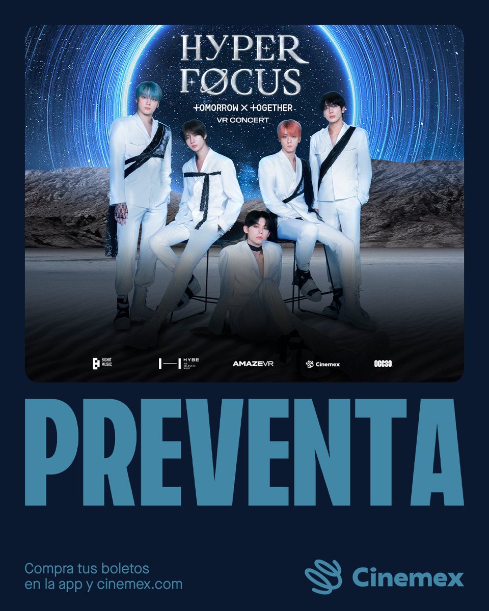 Prepárate para vivir el K-pop como nunca antes en Cinemex, no te pierdas la oportunidad de ser parte de este épico viaje. Entradas ya disponibles: bit.ly/HTXTVC-CMX 

#TOMORROW_X_TOGETHER #TXT 
#TXT_VRconcert #VRConcert #AmazeVRConcert #TXTMexico