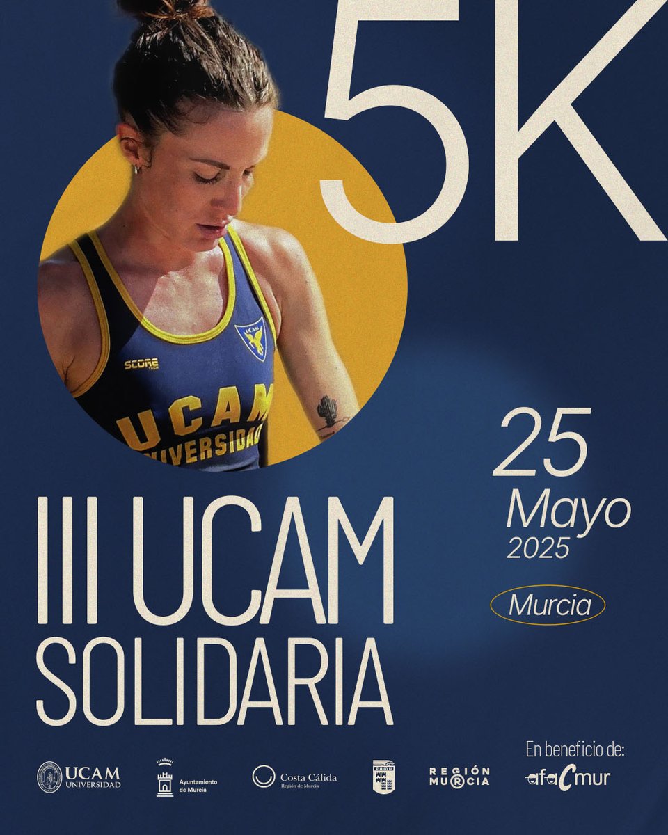 🏃‍♂️ ¡Corre por una buena causa!

📅 El 25 de mayo se celebra en Murcia el 'III 5K - UCAM Solidaria' en Murcia. Únete a esta carrera y colabora con <a href="/AFACMUR1/">Afacmur</a>

📌 Inscríbete antes del 22 de mayo a las 14:00 h 
✅ Organiza: <a href="/UCAM_Deportes/">UCAM Deportes</a>

ℹ️ alcanzatumeta.es/iii-5k-marcha-…