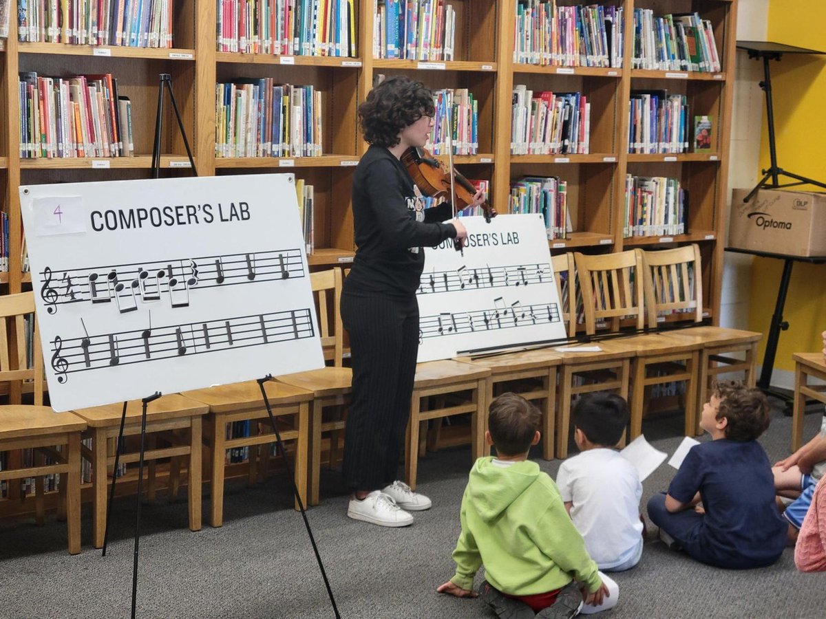 LACOtweets's tweet photo. From musical storytelling to learning composition, students at Lanai Road Elementary explored the building blocks of classical music with LACO musicians, a hands-on introduction to the magic of music-making and the creative power behind every note. https://t.co/MVBIevZiD0
