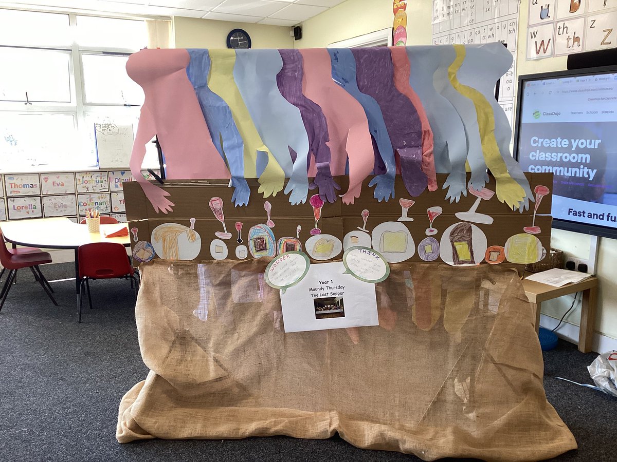 StDavidsCiWPrm's tweet photo. Dosbarth Rhymneyโs Messy Easter last supper looks amazing! Da iawn pawb โ๏ธ๐ท๐ #stdavidsciwRhymney #stdavidsciwRE #stdavidsciwexpressivearts #stdavidsciwethicallyinformed https://t.co/KCxrzkP0WY