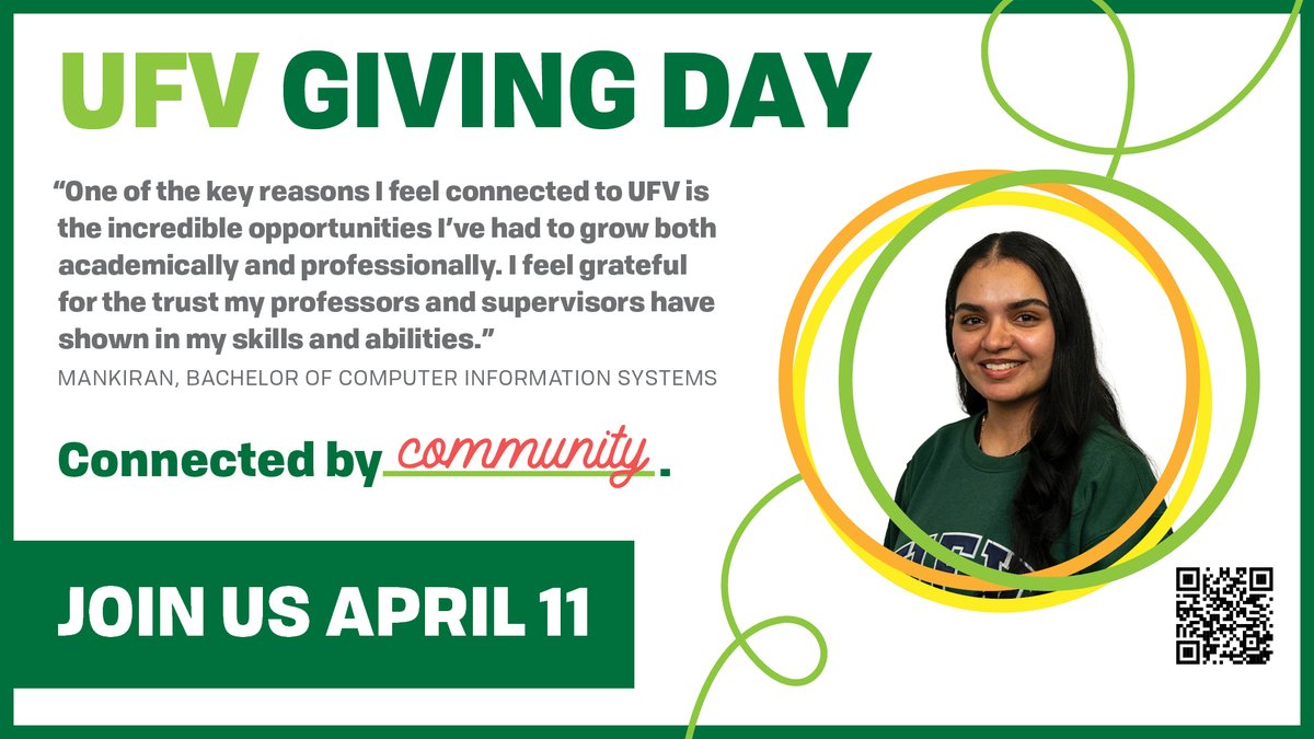 🎉 UFV Giving Day is almost here! On April 11th, let’s unite to raise $30,000 for student wellness, scholarships, &amp; learning opportunities! 💚

Support by sharing, donating, and spreading the word!

DONATE HERE 👉 ufvgivingday.ca/pages/home-8

#UFV #GoUFV #UFVGivingDay