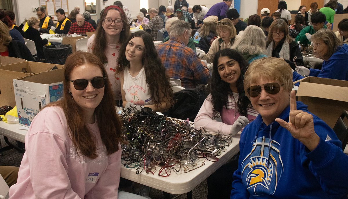 SJSUalumni's tweet photo. An inspiring story of Leos, Spartans and community members uniting to give the gift of sight! 👓 Join us at the Vista Center, Saturday, May 17th from 9 a.m. - 2 p.m. to volunteer and aid a goal 5 years in the making, the 1,000,000th pair of glasses! 💙💛

https://t.co/xSeWf7GwJs https://t.co/XJYv4ncCRM