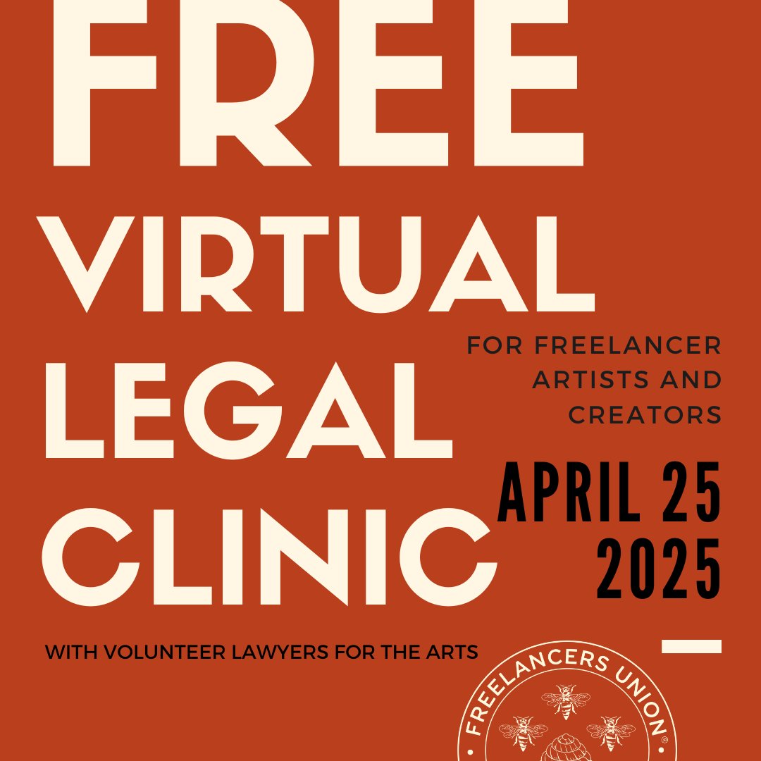 Need legal help? We got you covered! Freelancers Hub and VLA are offering a free legal clinic to NYC freelance artists &amp; creatives in media &amp; entertainment.

Apply today, sign ups close on April 17th for sessions to be held on April 25th: docs.google.com/forms/d/e/1FAI…