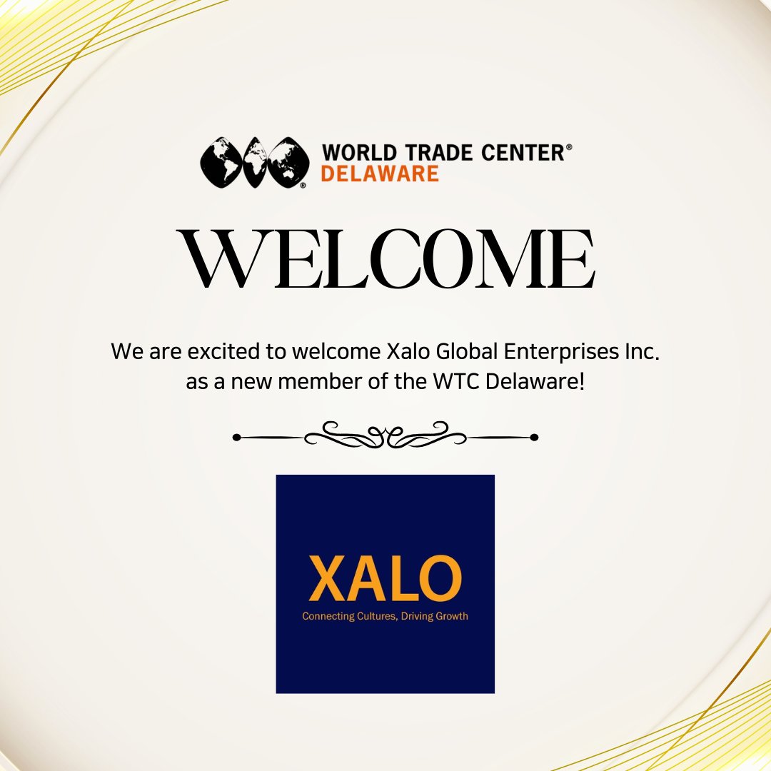 🌍 Welcome Xalo Global Enterprises, Inc. to the WTC Delaware network!

They now join a global community driving international trade &amp; growth—with access to exclusive resources, expert insights &amp; powerful connections.

👏 Let’s give them a warm welcome!

🔗 wtcde.org/member-benefit…