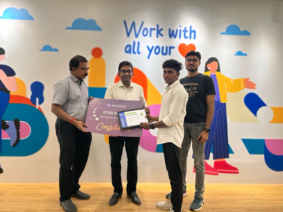 techjaysoffl's tweet photo. From interns to full-time stars 🌟

At Techjays, growth is real!Two of our interns just levelled up, proving what dedication can do.

Congrats to our rising stars! 🚀

#Techjays2_0 #InternToFulltime https://t.co/njVaGxkGHS