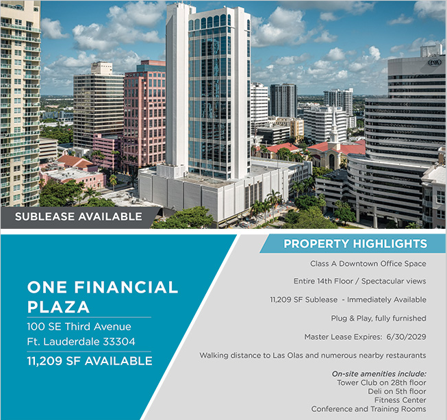 SFlaLLRepTeam's tweet photo. Downtown Ft. Lauderdale Sublease | 11,209 SF - Furnished, Modern &amp; Move-in Ready
https://t.co/5sXzXGAgoS
#officespace #forsublease #cre #DowntownFTL
#sublease #office #leasing #SFLCRE https://t.co/vmYclk6kDL