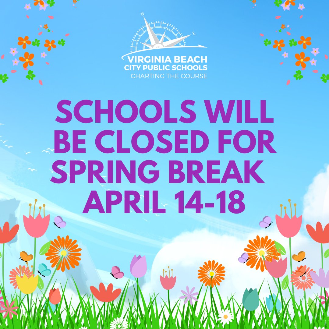 🌸 Reminder 🌸
Schools will be closed April 14-18 for Spring Break.