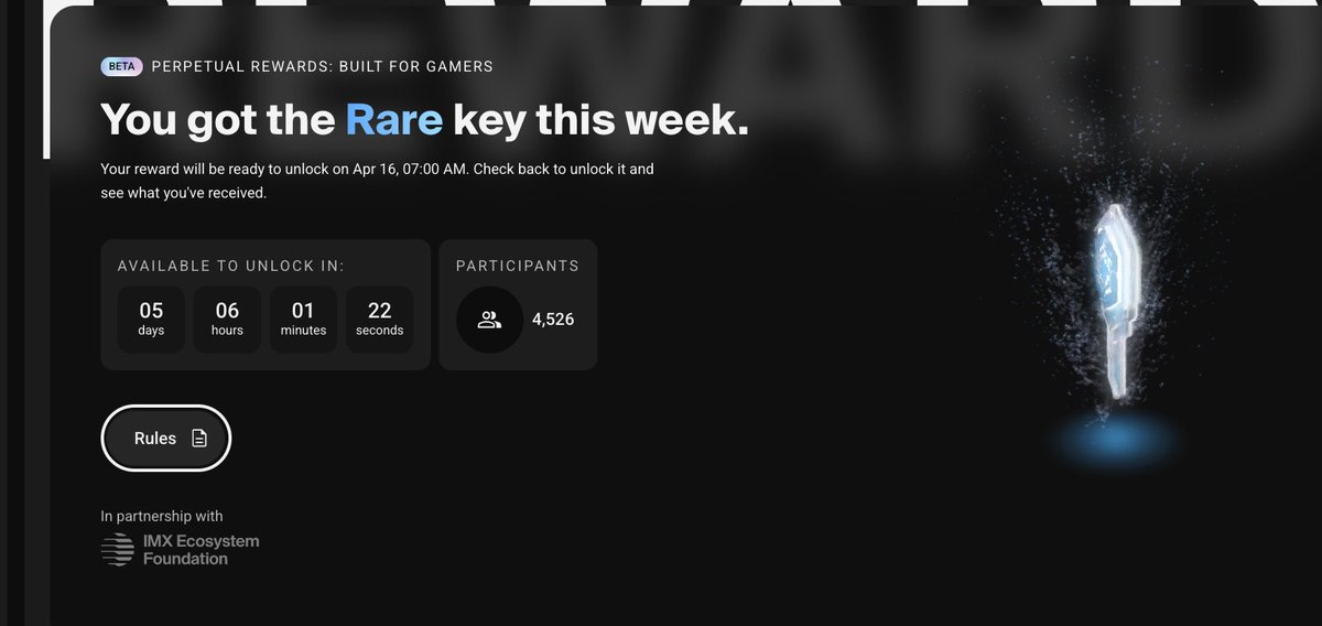 GOOD THINGS TAKE TIME!!! 🔥🔥🔥

More Than 1 Year collecting 💎 at <a href="/Immutable/">Immutable</a>. Finally!!!

-&gt; 235k IMX up for grabs!
-&gt; 5 Days to redeeem!

Rare key, not bad!! actually i prefer legendary 😏