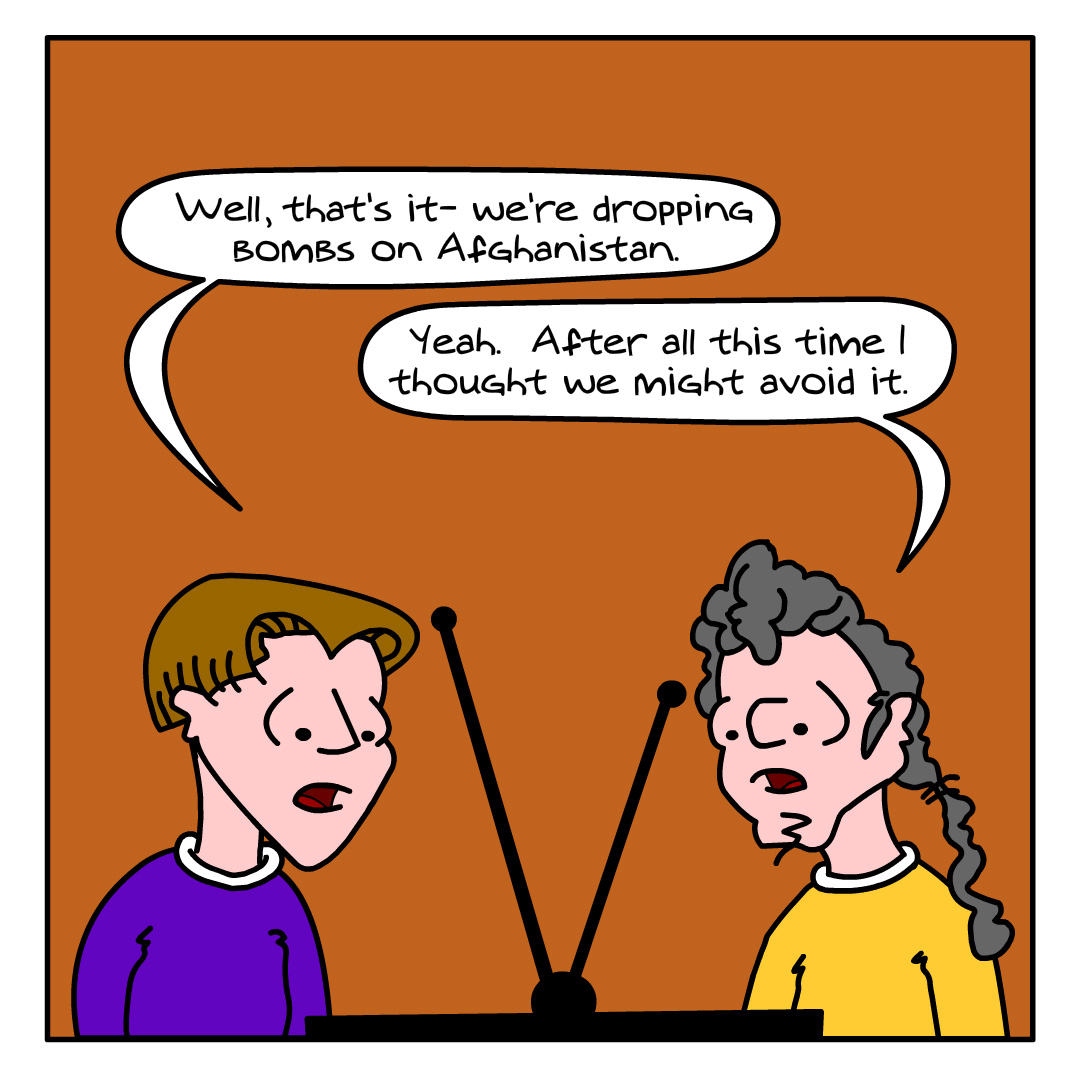 webcomicsetc's tweet photo. Matt And Austin - 125 - Media Bomb - 10-08-2001

💥 #ThrowbackThursday #MattAndAustin #webcomic #funny #jokes  #USPolitics #Congress #Congressmen #GaryConduit #media #MediaDistractions #Afghanistan #bombs #bombing #retaliation #lol #follow 👈

https://t.co/AdxnZL0j8V https://t.co/zLdk0izqFE