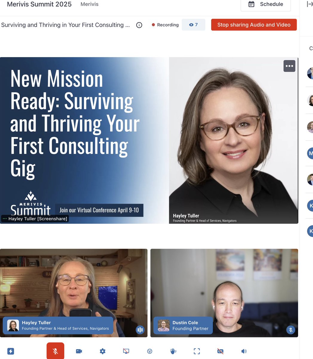 Here we go! Surviving and Thriving in Your First Consulting Gig by Hayley Tuller starting now!

app.events.ringcentral.com/events/merivis…