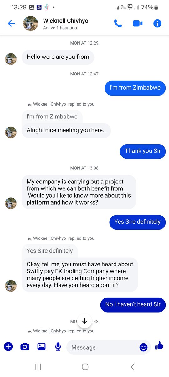 dr_kii's tweet photo. @wicknellchivayo Some scammers are using @wicknellchivayo name to scam people. They go as far as video calling and put a video on screen. I called the guy and he has a Nigerian accent. People should be aware of this https://t.co/zF7hGu1Rd7