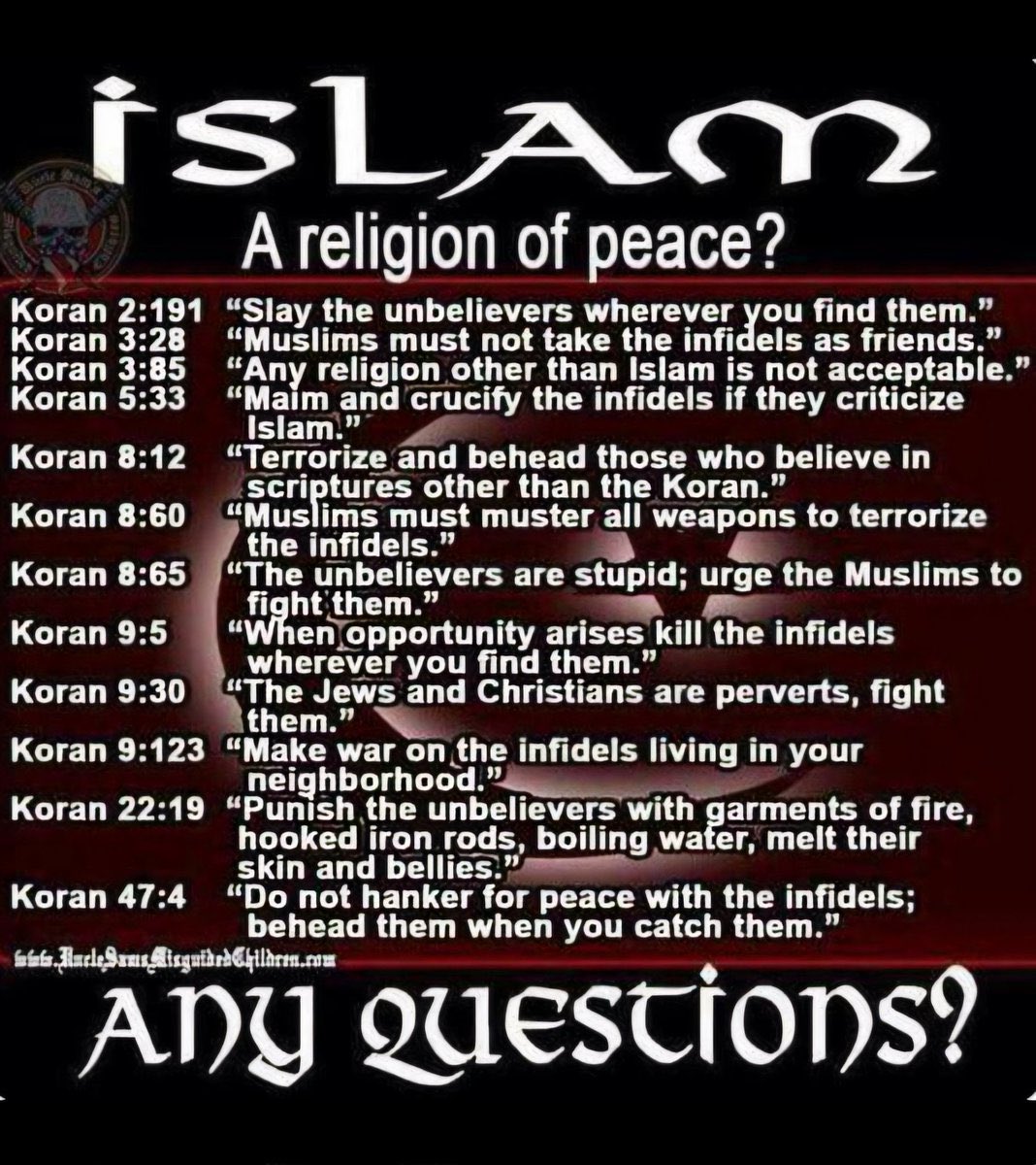 Renata (@rl9631) on Twitter photo <a href="/LDWPolarbear49/">Larry Wood</a> <a href="/POTUS/">President Donald J. Trump</a> <a href="/VP/">Vice President JD Vance</a> <a href="/AlexDuncanTX/">Alexander Duncan</a> <a href="/GregAbbott_TX/">Greg Abbott</a> <a href="/tedcruz/">Ted Cruz</a> <a href="/AlinaHabba/">Alina Habba</a> <a href="/RobertKennedyJr/">Robert F. Kennedy Jr</a> <a href="/SenMikeLee/">Mike Lee</a> <a href="/SenJohnBarrasso/">Sen. John Barrasso</a> <a href="/SenJohnKennedy/">John Kennedy</a> <a href="/TheRISEofROD/">Machiavelli</a> <a href="/TheEXECUTlONER_/">👉M-Û-R-Č-H👈</a> <a href="/GuntherEagleman/">Gunther Eagleman™</a> <a href="/DefiyantlyFree/">Insurrection Barbie</a> <a href="/OcrazioCornPop/">Publius</a> <a href="/HyltonRobin/">Robin ⭐️</a> <a href="/RealHickory/">Mike Engleman🇺🇲</a> <a href="/CHRISsW0RLD/">CHRIS’WORLD</a> <a href="/Beard_Vet/">Beard Vet</a> <a href="/RodPhil78212531/">Jesus is my Rock!</a> Islam is an evil cult.
American people and especially those who are representing the people in this country should be honest about this! <a href="/LDWPolarbear49/">Larry Wood</a> <a href="/POTUS/">President Donald J. Trump</a> <a href="/VP/">Vice President JD Vance</a> <a href="/AlexDuncanTX/">Alexander Duncan</a> <a href="/GregAbbott_TX/">Greg Abbott</a> <a href="/tedcruz/">Ted Cruz</a> <a href="/AlinaHabba/">Alina Habba</a> <a href="/RobertKennedyJr/">Robert F. Kennedy Jr</a> <a href="/SenMikeLee/">Mike Lee</a> <a href="/SenJohnBarrasso/">Sen. John Barrasso</a> <a href="/SenJohnKennedy/">John Kennedy</a> <a href="/TheRISEofROD/">Machiavelli</a> <a href="/TheEXECUTlONER_/">👉M-Û-R-Č-H👈</a> <a href="/GuntherEagleman/">Gunther Eagleman™</a> <a href="/DefiyantlyFree/">Insurrection Barbie</a> <a href="/OcrazioCornPop/">Publius</a> <a href="/HyltonRobin/">Robin ⭐️</a> <a href="/RealHickory/">Mike Engleman🇺🇲</a> <a href="/CHRISsW0RLD/">CHRIS’WORLD</a> <a href="/Beard_Vet/">Beard Vet</a> <a href="/RodPhil78212531/">Jesus is my Rock!</a> Islam is an evil cult.
American people and especially those who are representing the people in this country should be honest about this!
