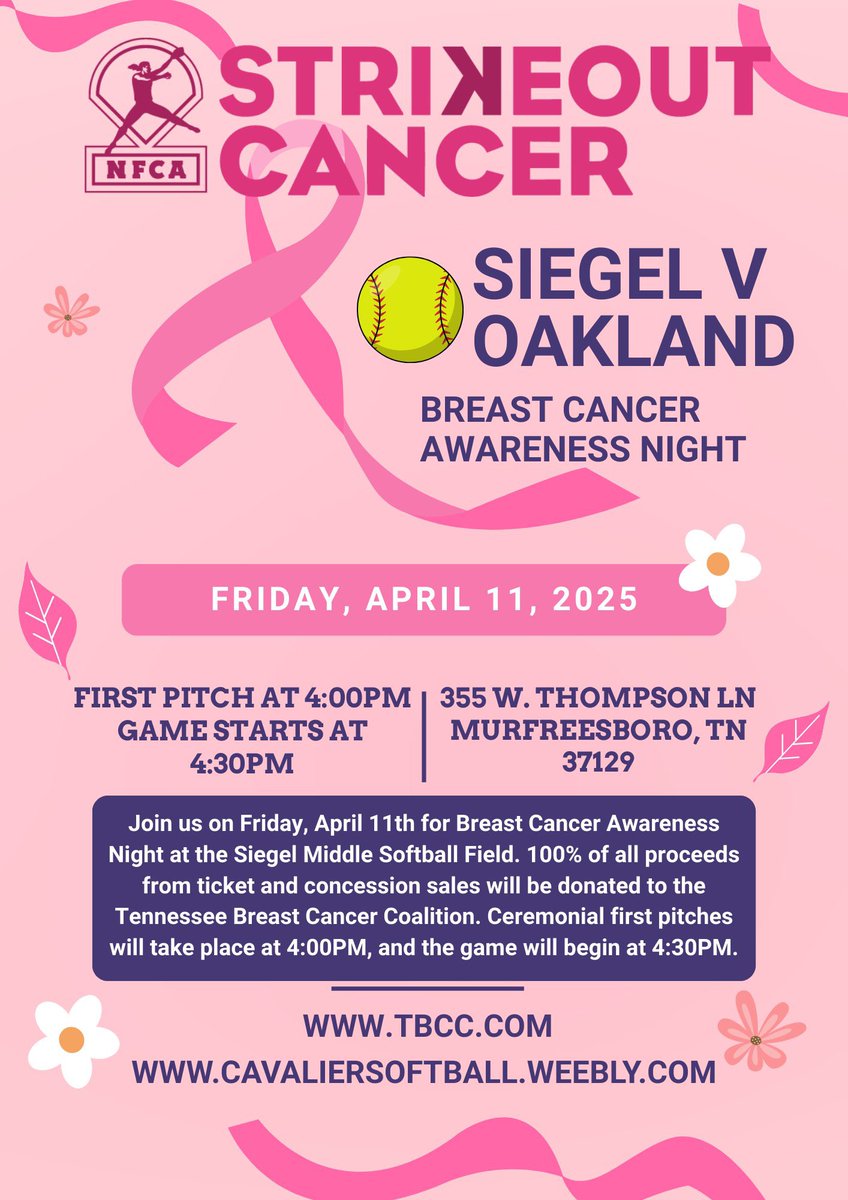 Join us tomorrow afternoon for our #BreastCancerAwareness game and help us raise money for a great cause!!

#StrikeoutCancer