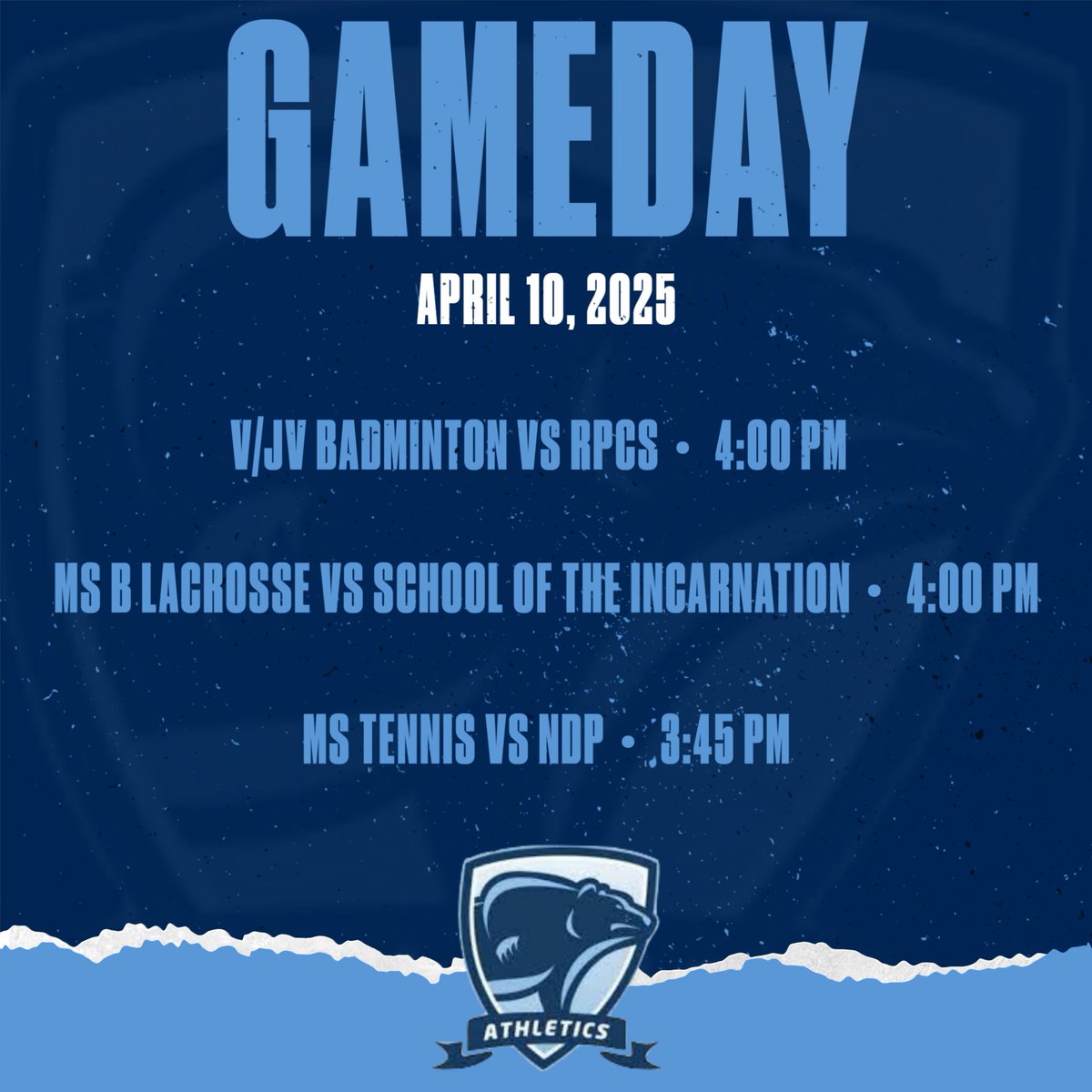 Looking for something to do this afternoon?  Come out and support Badminton, MS Lacrosse, and MS Tennis...all playing at home today!  We hope to see you there! #GOGRIZZLIES