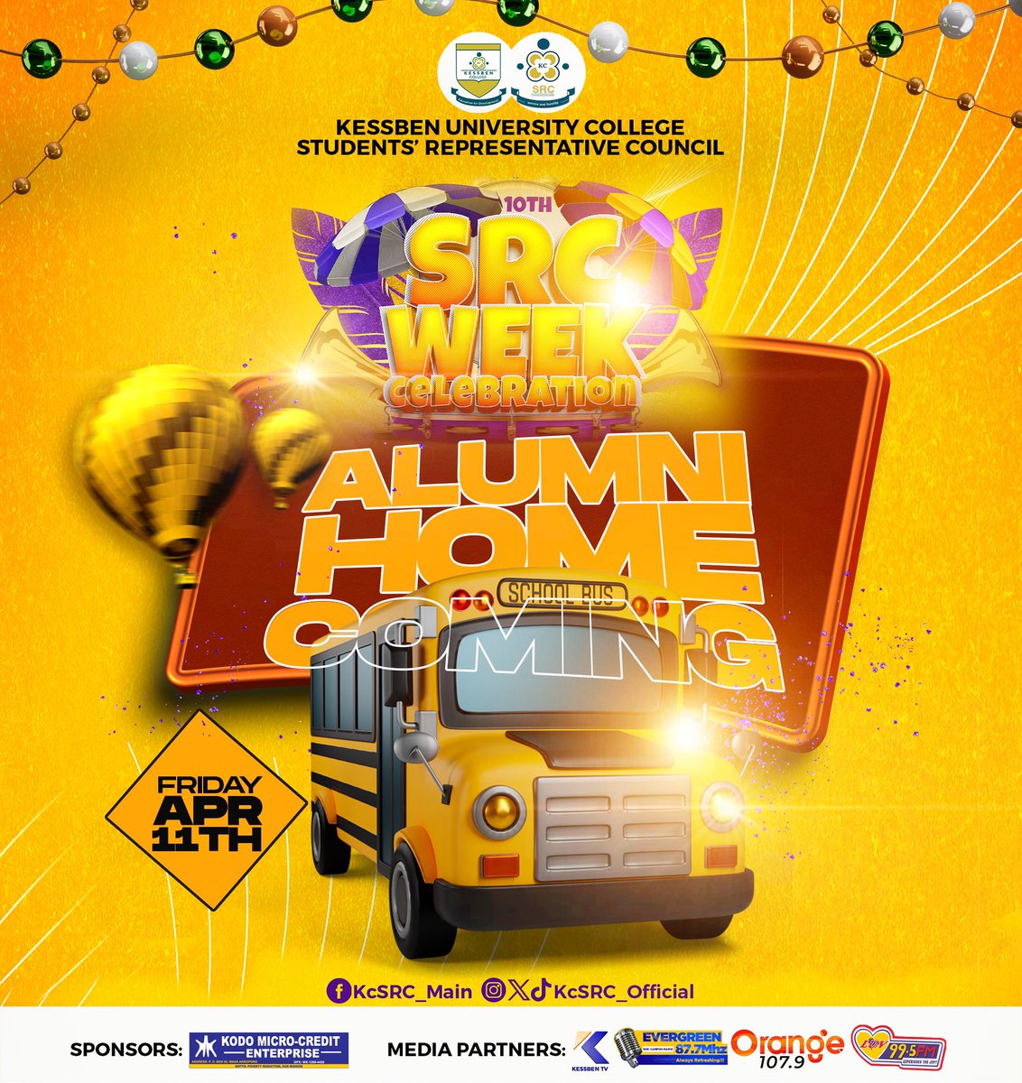 KcsrcOfficial's tweet photo. It’s Alumni Homecoming🚗😍  
It’s time to reunite, reconnect, and relive the memories! 
Join us tomorrow at our main campus for this special event as part of our 10th SRC Week Celebration.
#KcSRC #SRCWeek2025 #AlumniHomecoming #KessbenVibes #Homecoming2025 #WeMove
@kessbenmedia https://t.co/KRkbcVjfsT
