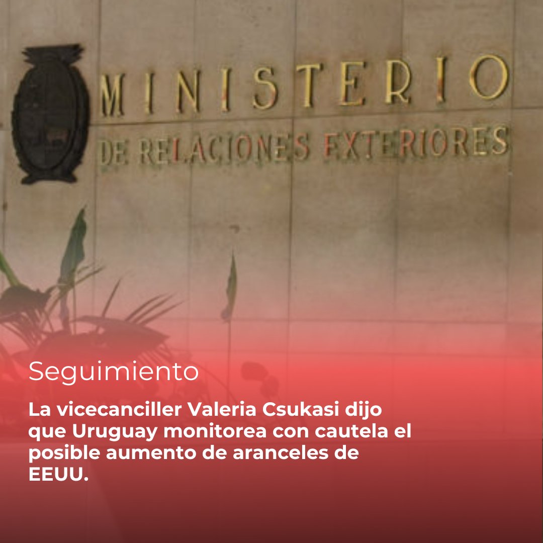 La vicecanciller Valeria Csukasi dijo que Uruguay monitorea con cautela el posible aumento de aranceles de EEUU. 

“No es el peor escenario, pero el 10% no es una buena noticia”, afirmó.

Leer más en ➡️ informarte.com.uy/uruguay-monito…