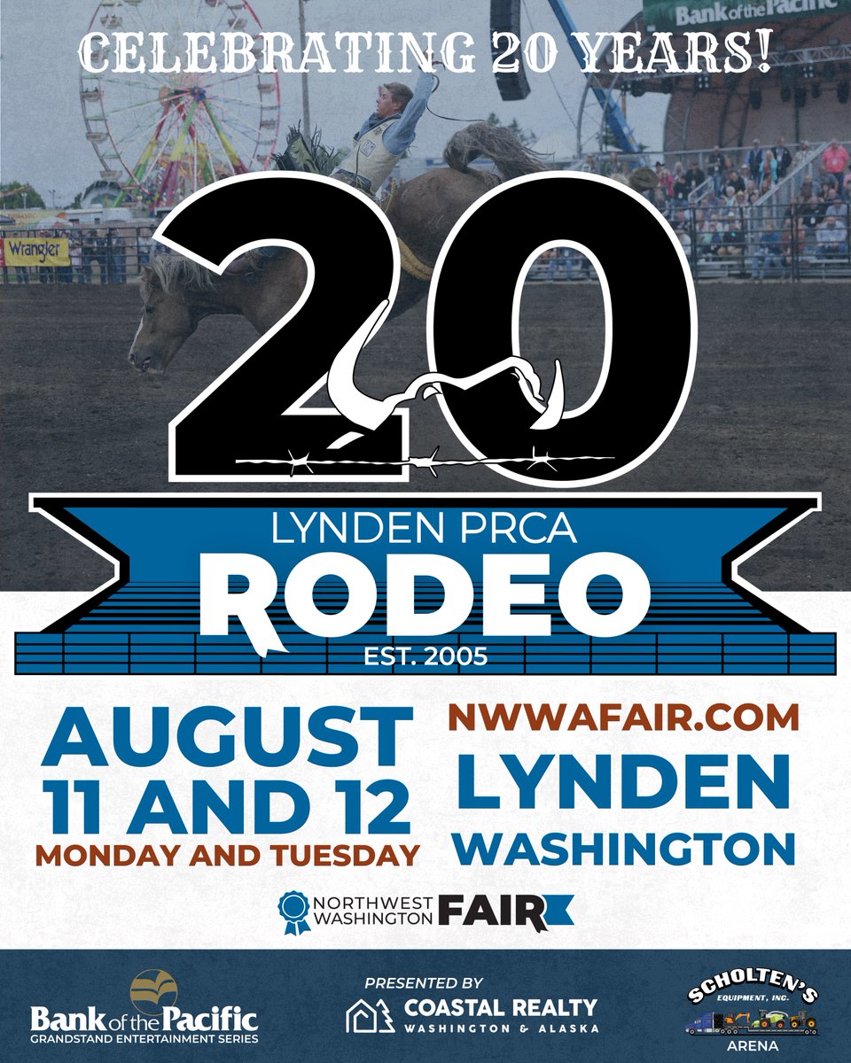 The Lynden PRCA Rodeo is back Aug. 11 &amp; 12, 2025, at 7PM at the #nwwafair! Tickets go on sale April 18 at 9AM. Sign up for the April 16 presale ➡️nwwafair.com/updates Part of the Bank of the Pacific Grandstand Series in the <a href="/ScholtensEquip/">Scholtens Equipment</a> Arena. Presented by Coastal Realty 🤠
