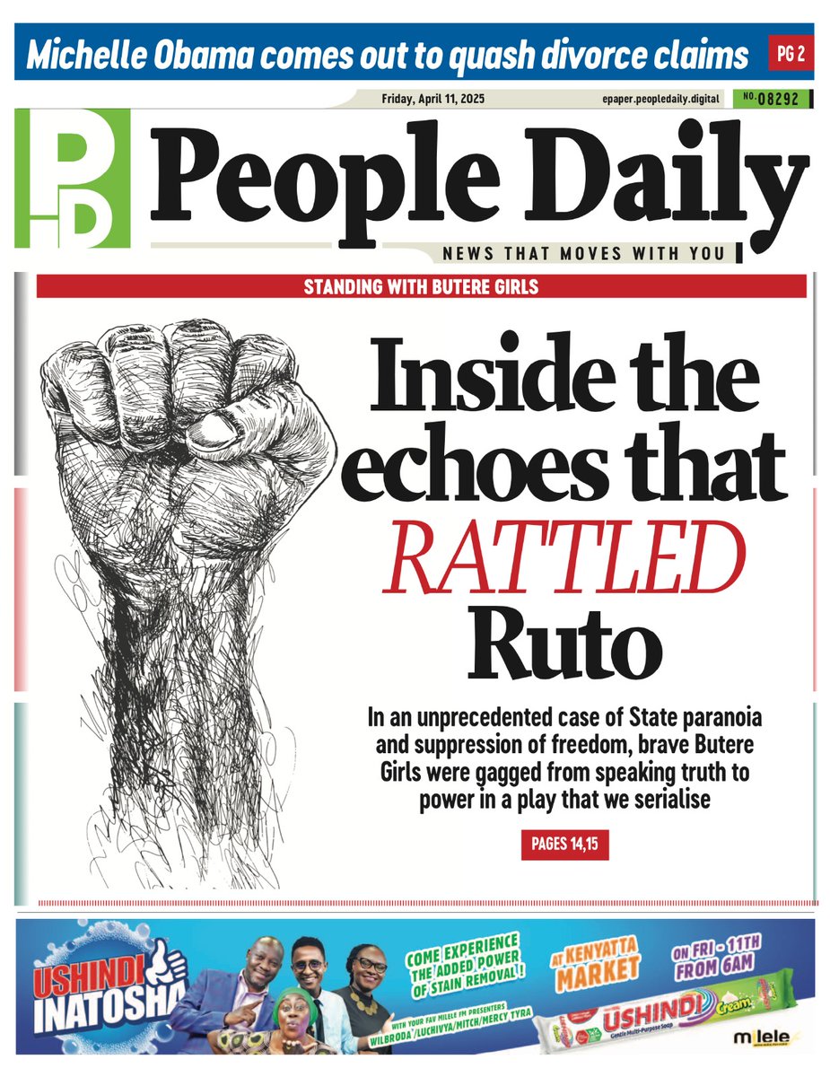 LuckyOluoch's tweet photo. INSIDE THE ECHOES THAT RATTLED RUTO

—In an unprecedented case of State paranoia and suppression of freedom, brave Butere Girls were gagged from speaking truth to power. 

In Friday's People Daily newspaper. 🗞️ https://t.co/Tu2MJlVfk3