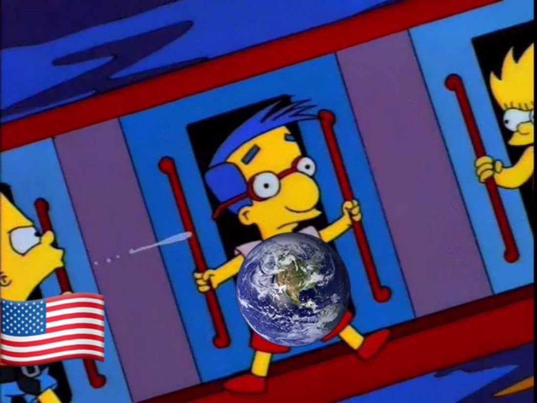 SoySimpsonito's tweet image. El mundo en medio de la guerra comercial entre EE.UU. y China:

"Mira China, ahí te va un arancel" 💦