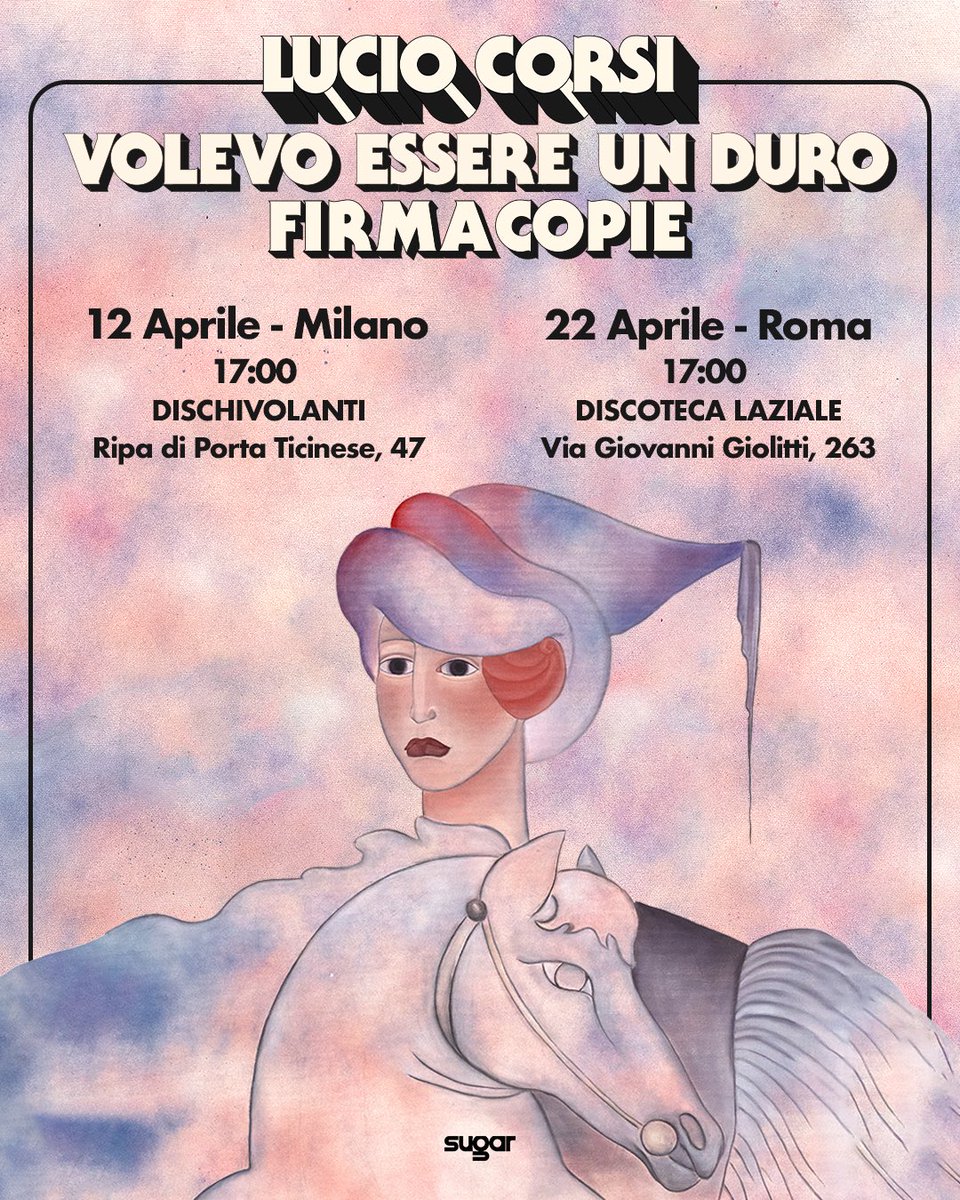 “Volevo essere un duro” firmacopie.

Ci vediamo questo sabato 12/04 a Milano (Dischivolanti) alle ore 17:00 e martedì 22/04 a Roma (Discoteca Laziale), sempre alle ore 17:00. Farò anche qualche canzone chitarra e voce