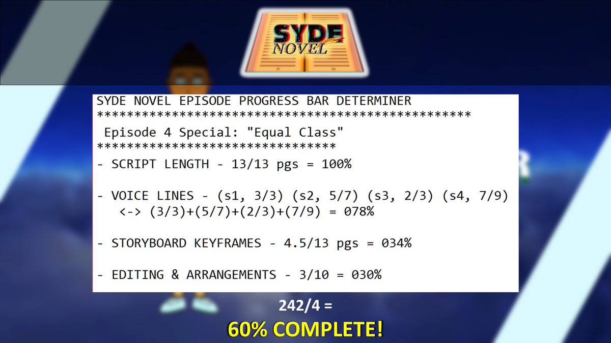 SydeLeaderRay's tweet photo. ⚡SYDE NOVEL EP. 4 SPECIAL DEVELOPMENT UPDATE - 4/3/2025
- Episode Special 60% complete! Script complete!
- Voice lines needed from 2+1 characters!
- Scenes 1-2 are done! Scene 3 keyframes &amp; lite animation in HUGE WIP!
- Estimated for a Summer 2025 release!
@SydeNovel https://t.co/dQii5aOgEi