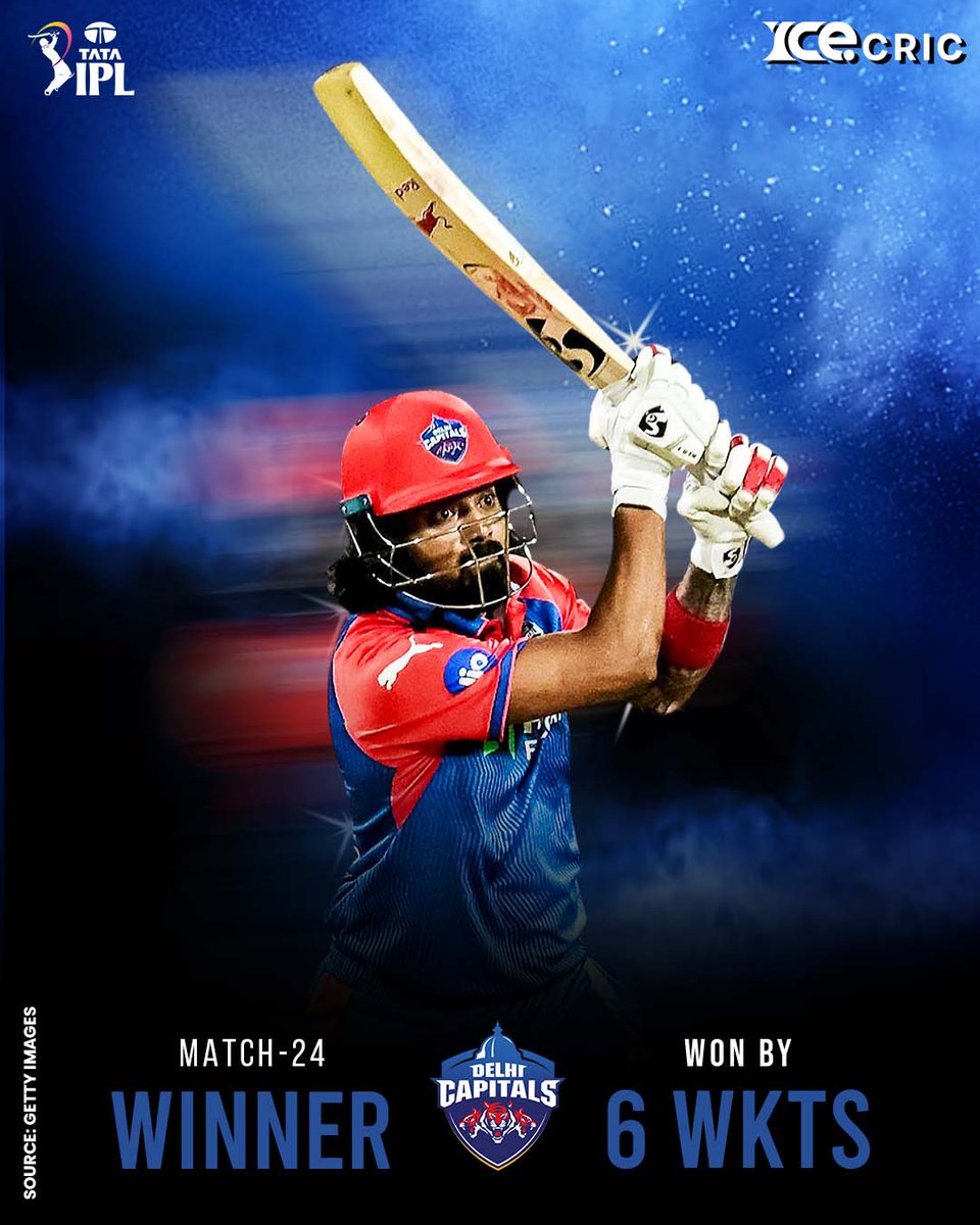 icecric_news's tweet photo. #DelhiCapitals storm to victory in Match 24, chasing it down with confidence and class!
They beat #RCB by 6 wickets in a statement performance!
#ICECric #IPL2025 #DCvsRCB #Winners #Match24 #TATAIPL #CricketHighlights #ChaseMasterclass #VictoryPost #IPLonICE https://t.co/9tynFApTGB