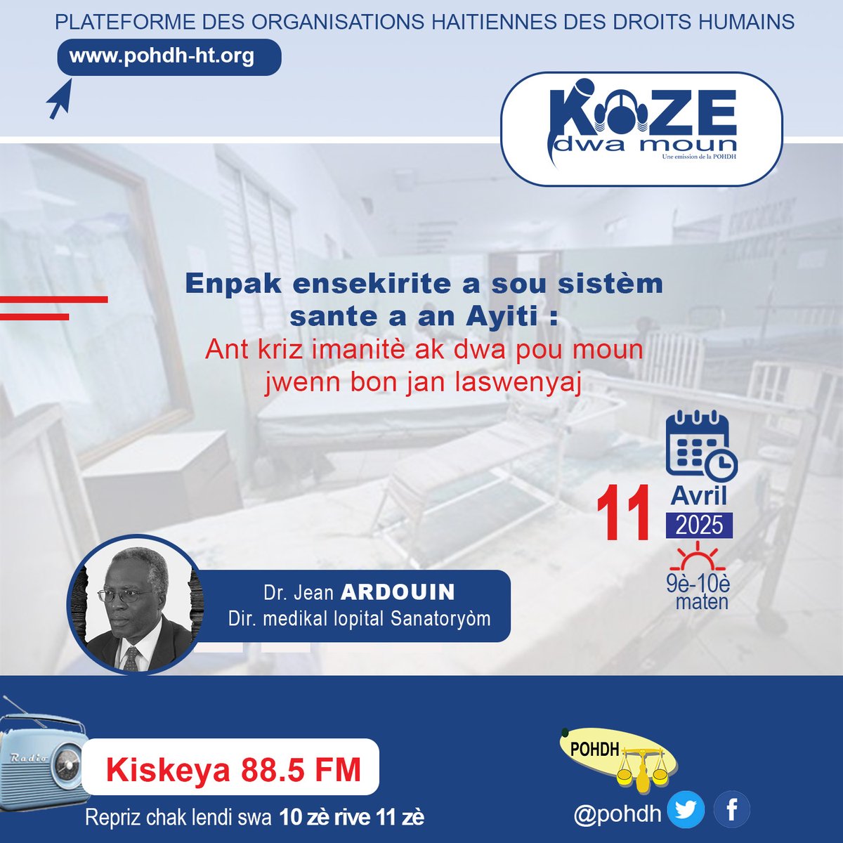 Ensekirite jeneralize k ap taye banda nan peyi a plonje sistèm sante a nan yon kriz san parèy, ki afekte enfrastrikti yo, resous moun ak aksè pou plizyè milyon sitwayen jwenn swen lasante.
#pohdh
#dwalasante