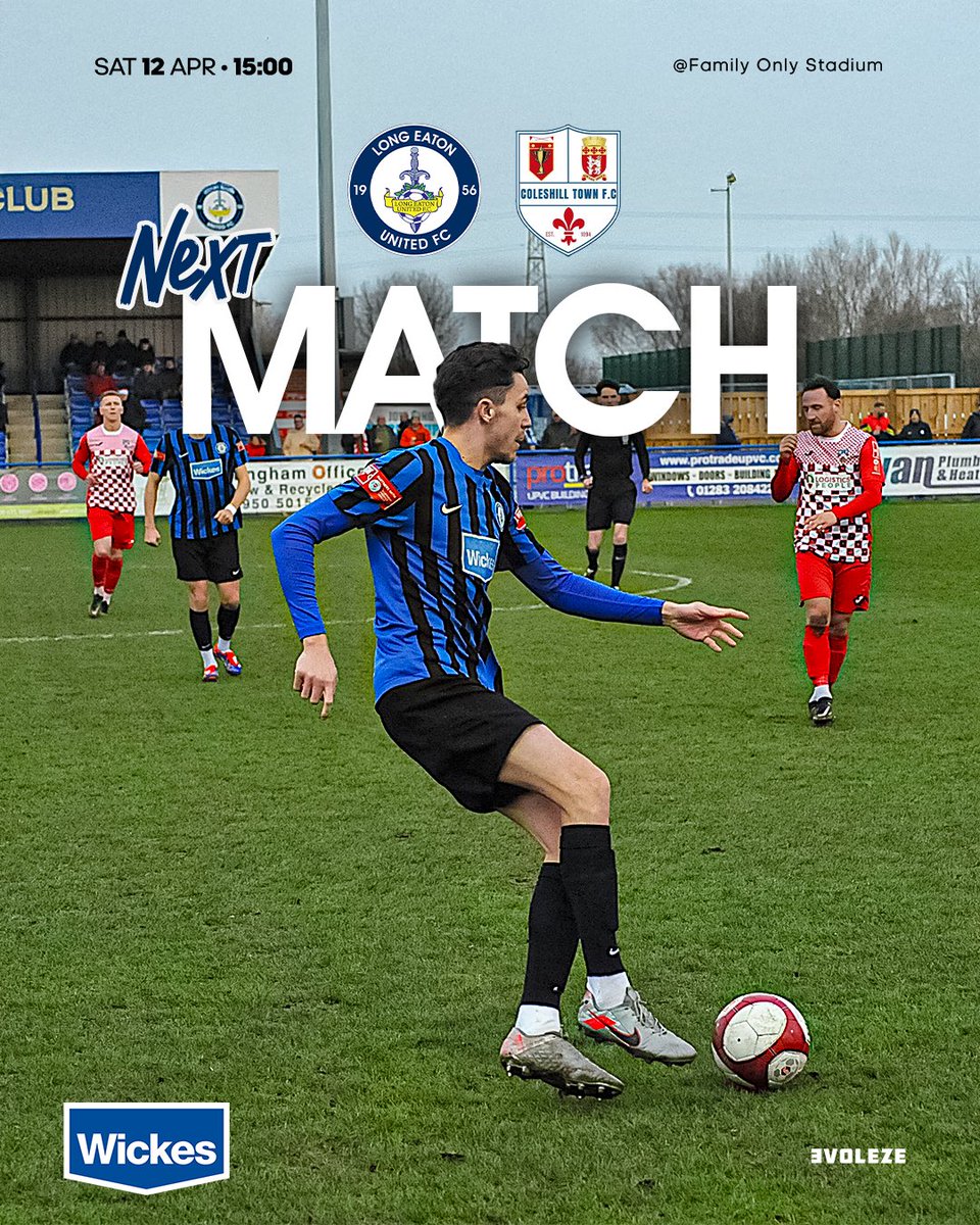 LongEatonUnited's tweet photo. 📝Our Next Match📝

Our second last home game is this Saturday as we host @coleshilltownfc 🏡

Make sure to keep the calendar free for this one as we continue our push for a play-off spot💪

#YouBlues🔵⚫️ https://t.co/XJlPvEN6J3