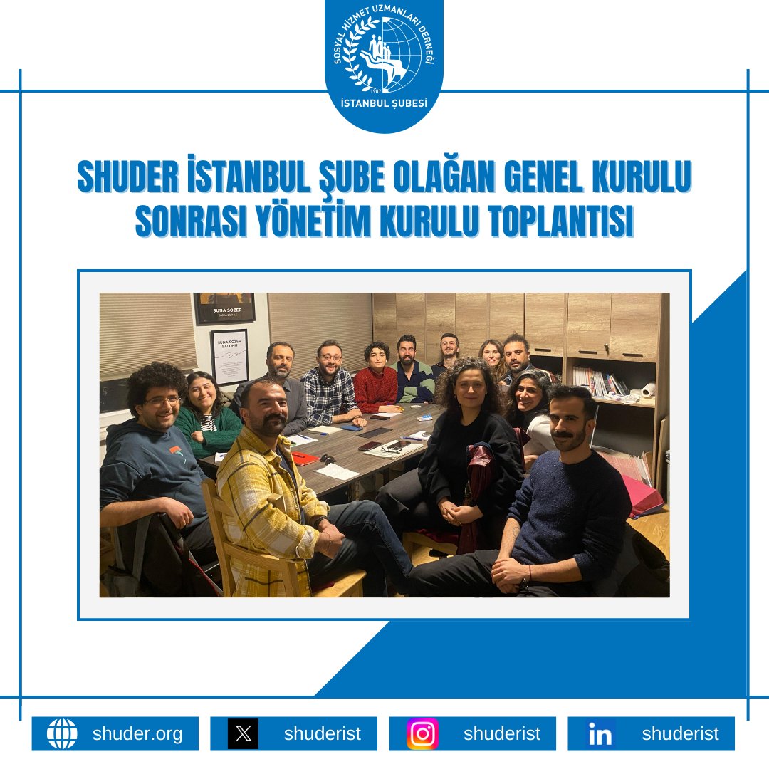 SHUDER İstanbul Şubesi Olağan Genel Kurulu sonrası, ilk Yönetim Kurulu Toplantımızı 09.04.2025 tarihinde gerçekleştirerek görev dağılımını belirledik.

Görev dağılımları aşağıdaki gibidir:
1.⁠ ⁠Yönetim Kurulu Başkanı
İkram DOĞAN

2.⁠ ⁠Şube Sekreteri
Ayşe TEK TAŞLIOĞLU

++
