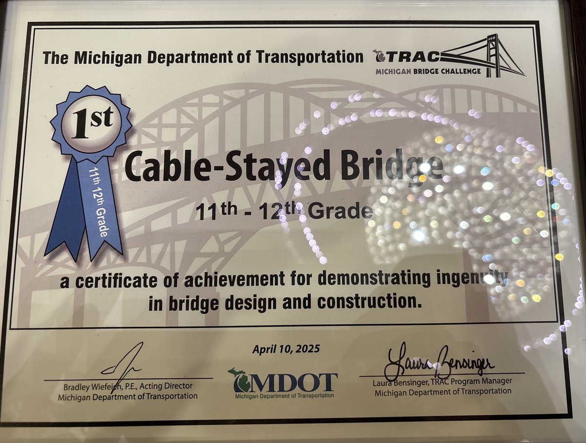 CHSRedwolfSTEM's tweet image. Clinton HS Advanced STEM Team wins 1st place at MDOT State Bridge Competition at Amway Grand Hotel in Grand Rapids! 🥇Congrats to Mission ImBALSAble members Riddle, Baker, and Van Sickle for first-ever win for @CHS_LeadsTheWay at this event out of 85 teams from across Michigan🏆