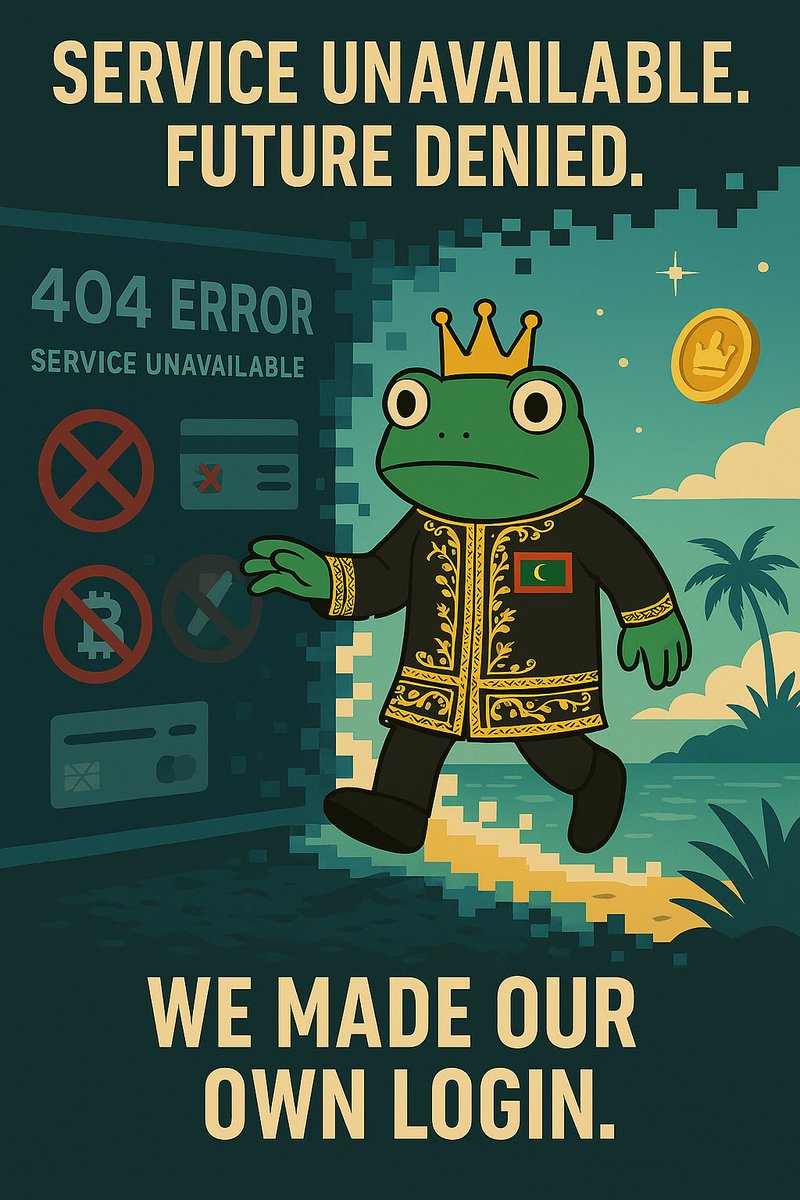 KingFrogNation's tweet photo. We walked out.
Logged out of their system. Logged in to ours.

#Frognation #DigitalEscape #SolanaCommunity  #MaldivesCrypto #SolanaMaldives https://t.co/bEFB0bWFyu