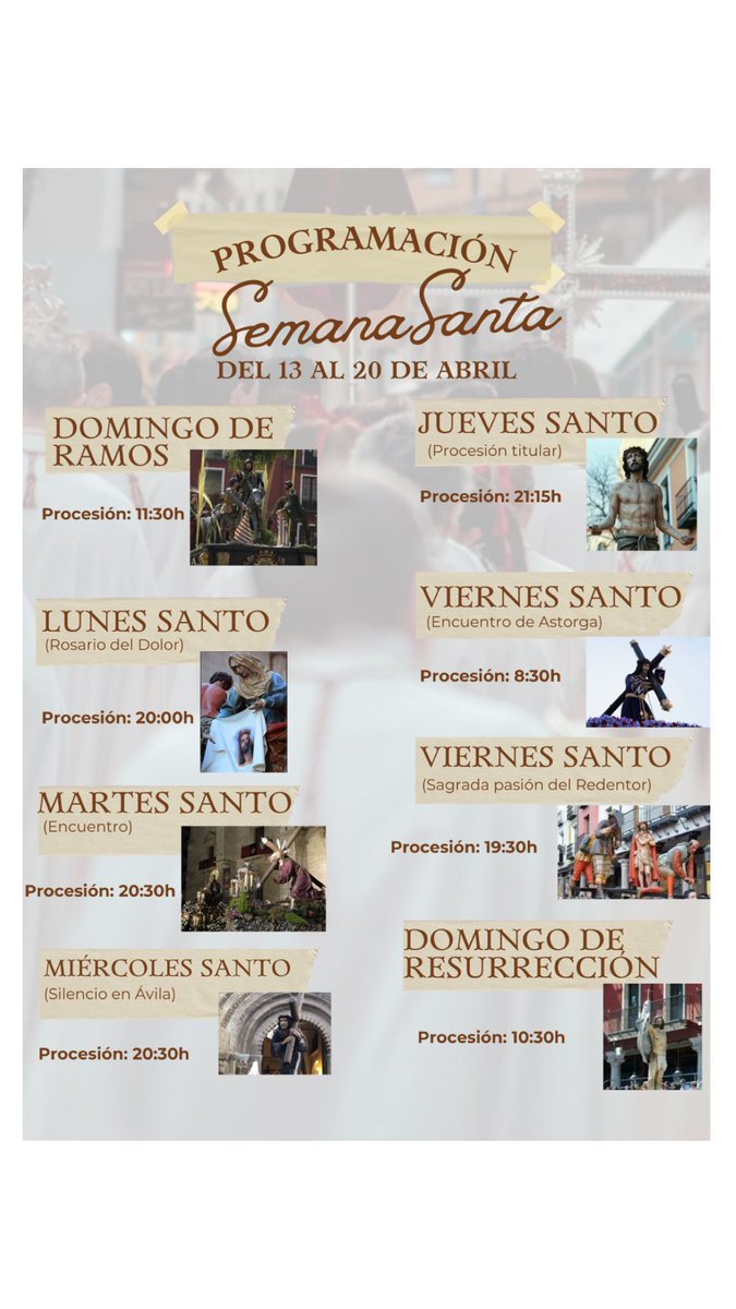 𝑨𝒄𝒕𝒐𝒔 𝒅𝒆 𝑺𝒆𝒎𝒂𝒏𝒂 𝑺𝒂𝒏𝒕𝒂 𝟐𝟎𝟐𝟓

Estas serán las procesiones en las que nuestra banda participará 

#somosbandadespojado