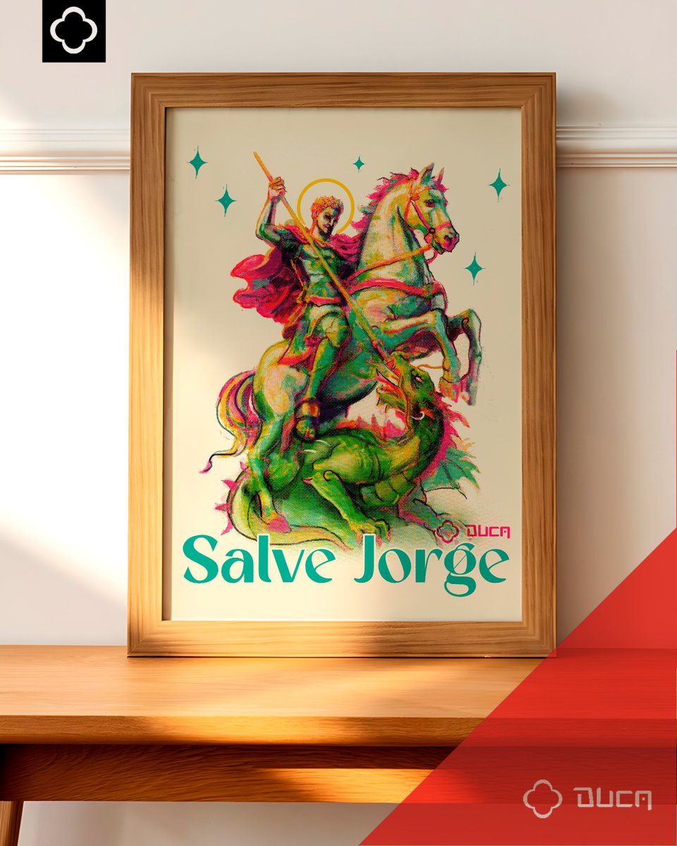 Sejaduca's tweet photo. Abril chegou com fé e cor! Em vez da trend digital, escolhemos o caminho da arte raiz pra homenagear São Jorge. #sejaduca #SalveJorge #sãojorge #oxossi #ogum https://t.co/dYSyu477Gl