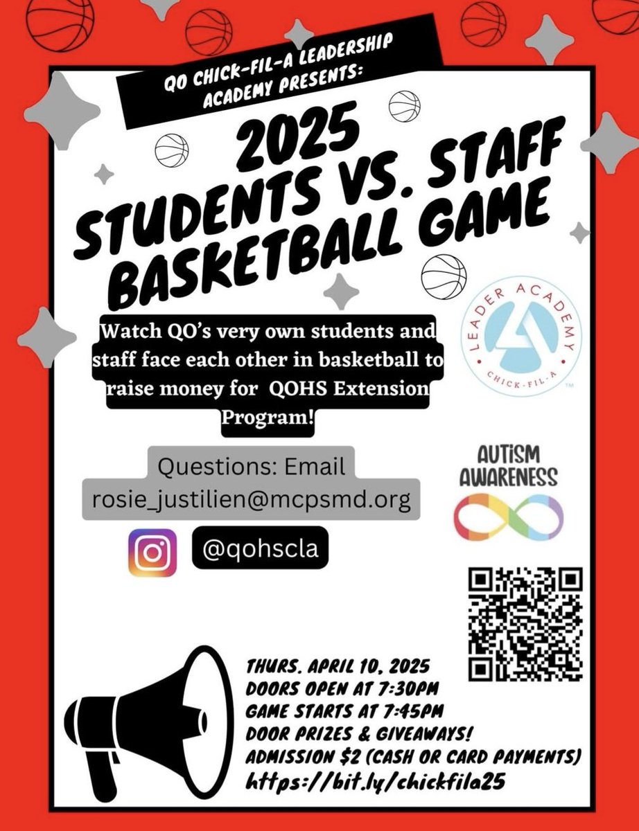 Rosie Justilien, QOHS English Resource Teacher (@rjustilien) on Twitter photo It's almost game time! The 4th Annual Staff vs. Students Basketball Game is happening in a few hours! This is the Chick-Fil-A Leadership Academy Service Project. Come out QO community!! <a href="/ChickfilaLeader/">CFA Leader Academy</a> <a href="/QOHSAP_EB/">Elicia Eberhart-Bliss, QOHS AP</a> <a href="/yarborop2/">Yarborop2</a> <a href="/QOBoosters/">Quince Orchard Boosters</a> <a href="/QO_APRoss/">Khadijah Ross, QOHS AP</a> <a href="/QOHS_AP_Program/">Quince Orchard HS AP Program</a> <a href="/QO_RTSE/">Samantha Carter</a> It's almost game time! The 4th Annual Staff vs. Students Basketball Game is happening in a few hours! This is the Chick-Fil-A Leadership Academy Service Project. Come out QO community!! <a href="/ChickfilaLeader/">CFA Leader Academy</a> <a href="/QOHSAP_EB/">Elicia Eberhart-Bliss, QOHS AP</a> <a href="/yarborop2/">Yarborop2</a> <a href="/QOBoosters/">Quince Orchard Boosters</a> <a href="/QO_APRoss/">Khadijah Ross, QOHS AP</a> <a href="/QOHS_AP_Program/">Quince Orchard HS AP Program</a> <a href="/QO_RTSE/">Samantha Carter</a>