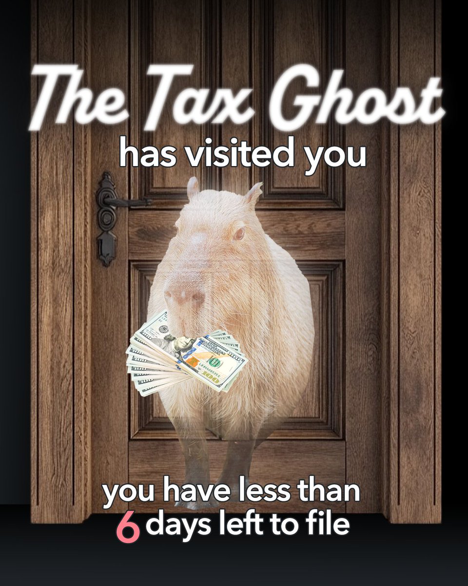 Congratulations, you have been visited by the ghost of your tax filing future. 👻👻 You have less than 6 days left! File with TurboTax today to get your biggest refund possible. intuit.me/3RJvdHW