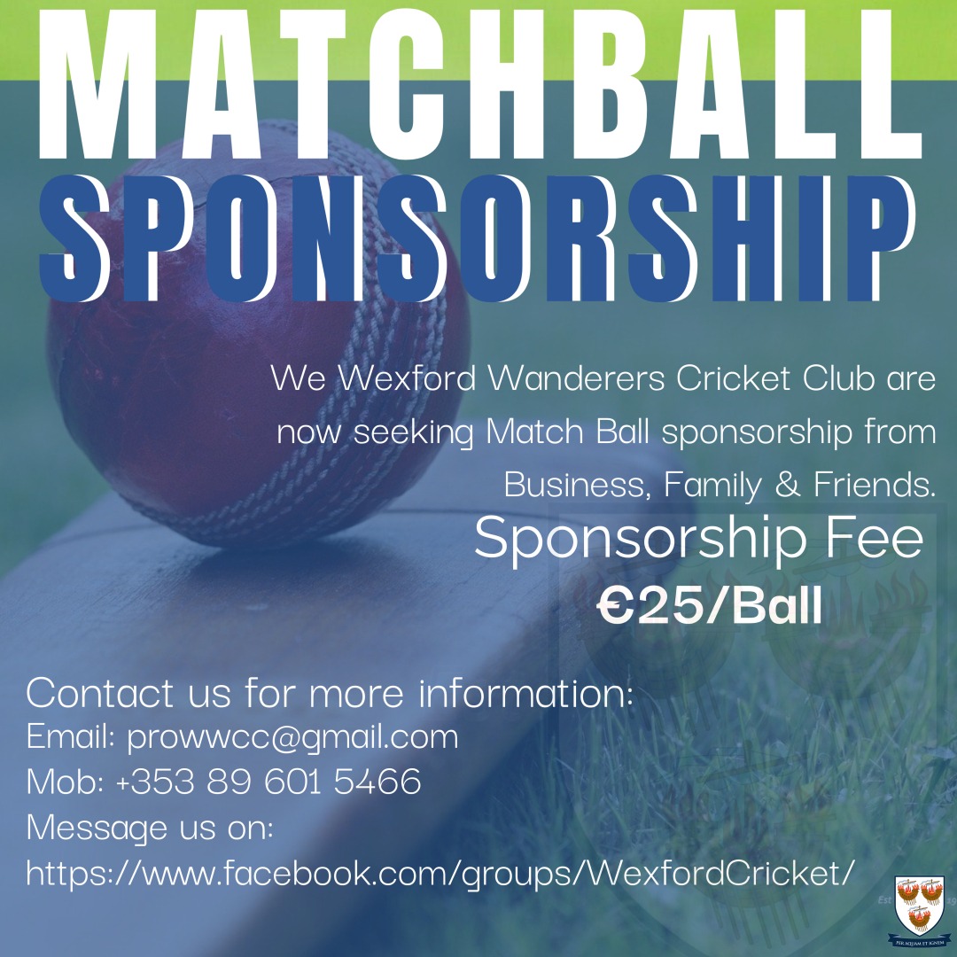 MATCH BALL SPONSORSHIP!

SUPPORT OUR CLUB!

#cricket 
#wexford 
#cricketireland 
#cricketleinster 
#lochgarman