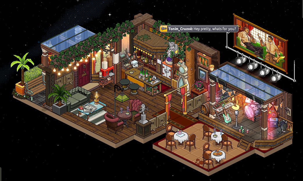 *Jazz music playing*

Jazz lounge (early 2025) 🕺

Thanks to my friend @breadpanHabbo 
<a href="/Habbo/">Habbo</a> #Habbo