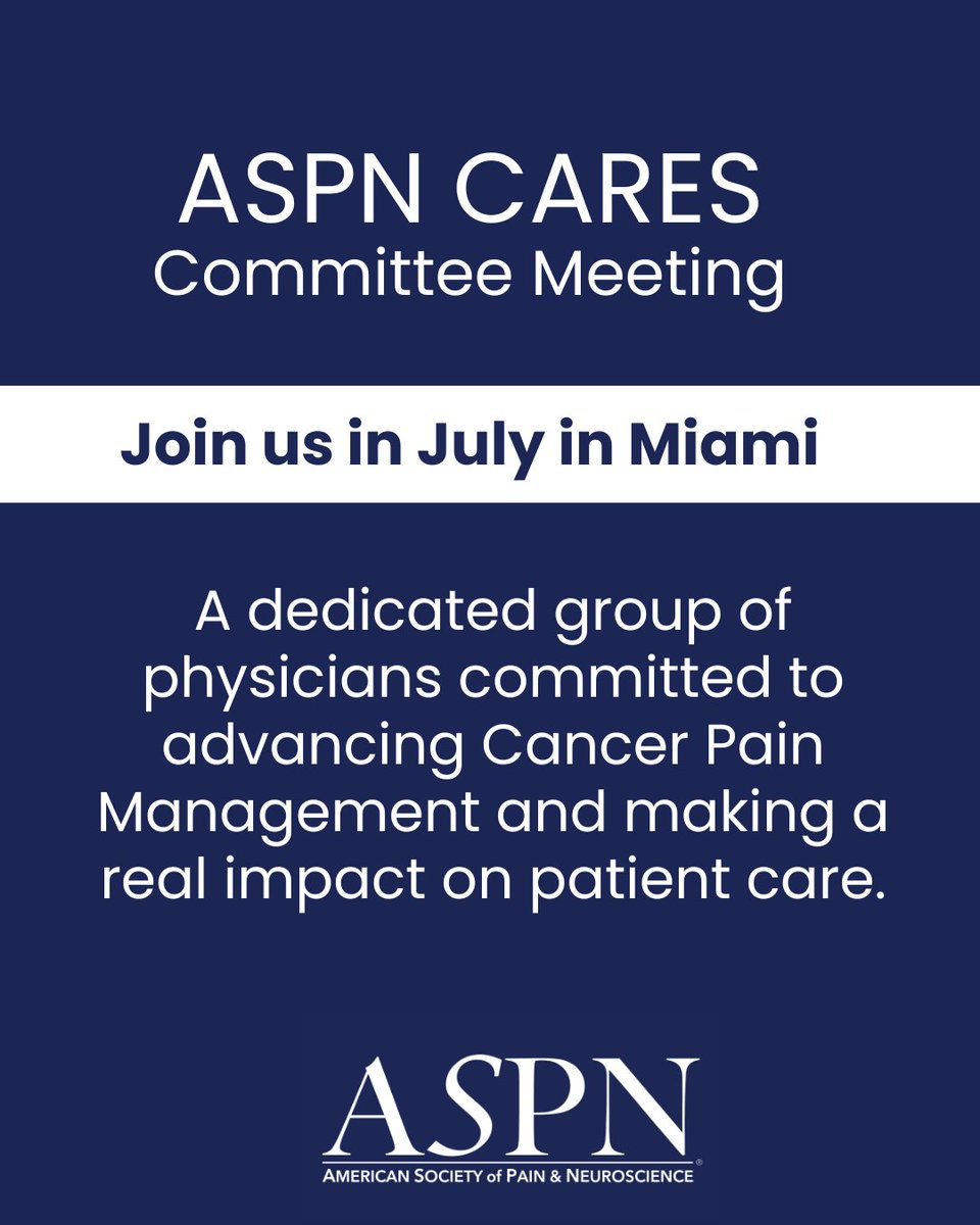 ASPN_PainNeuro's tweet photo. We’re excited to announce the inaugural ASPN CARES Committee meeting at the ASPN Conference this July! This committee brings together a dedicated group of physicians committed to improving cancer pain management. Stay tuned!  
#CancerPainManagement #OncologyCare @Scorah_ssmb https://t.co/GQn1P9IbOD