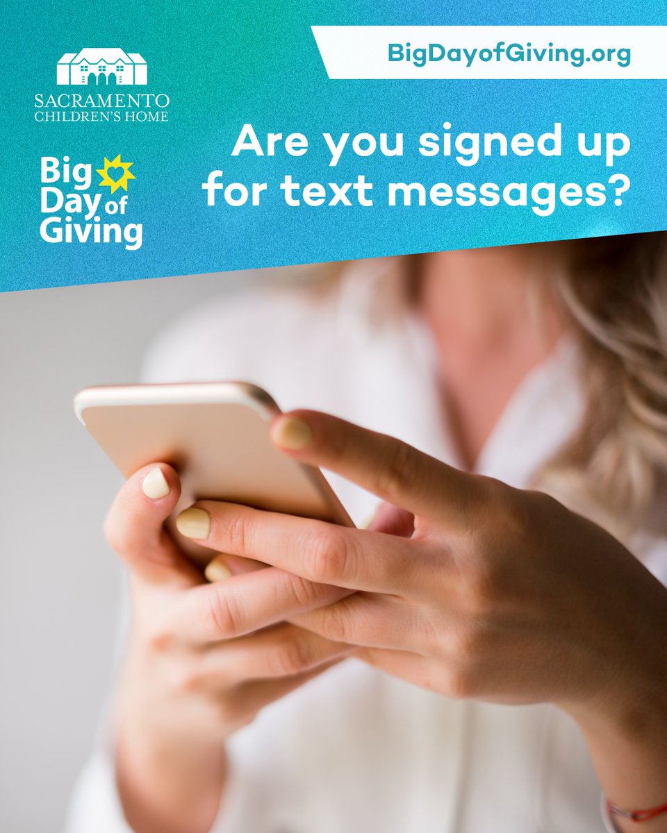 Are you signed up for text messaging updates from the SCH? With #BigDayofGiving just around the corner, you won’t want to miss real-time updates, exclusive information, and opportunities to make a difference. Text “KIDS” to 916-938-8118. Learn more at kidshome.org/bdog2025-social.