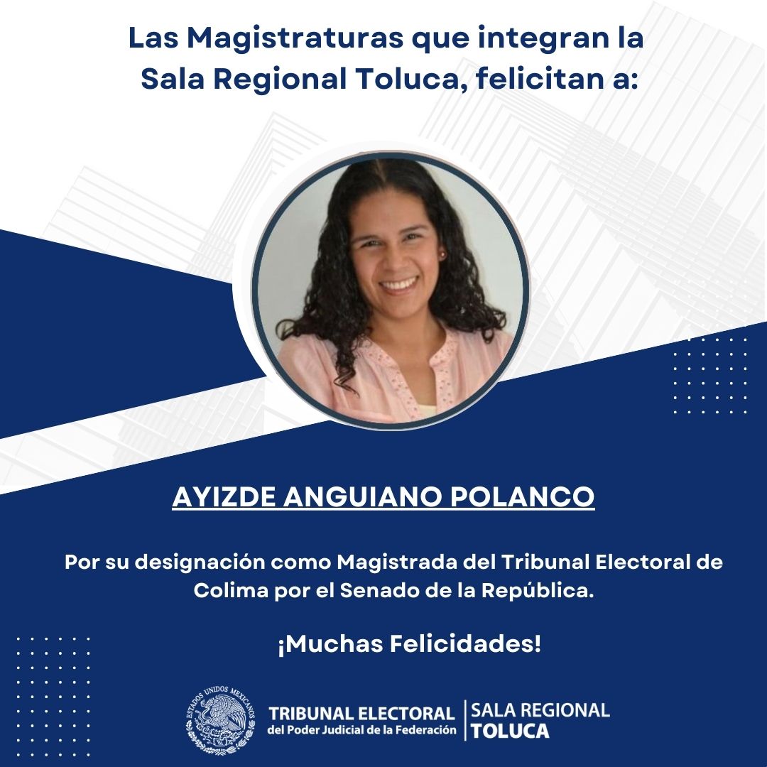 TEPJF_TOL's tweet photo. ⚖️Desde la @TEPJF_TOL felicitamos y damos la más cordial bienvenida a las nuevas Magistraturas designadas por el @senadomexicano para integrar el
@TEECOLIMA. Celebramos su compromiso con la #justiciaelectoral y les deseamos el mayor de los éxitos en esta nueva responsabilidad. https://t.co/u7C2z0Whqx