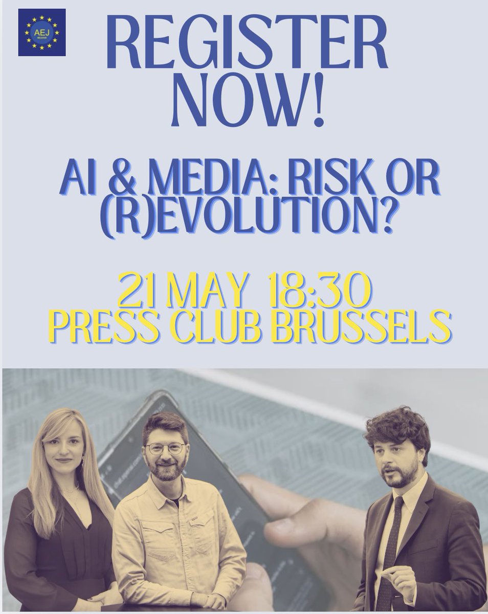🚨Register now for our event: AI &amp; Media; Risk or (R)evolution. Get ready for interesting discussions with our panellists: MEP <a href="/brandobenifei/">Brando Benifei</a> Professor <a href="/ikepicone/">Ike Picone</a> and EP legal adviser and AI expert Anja Wyrobek. See you there! shorturl.at/WuVf8 🎤💡