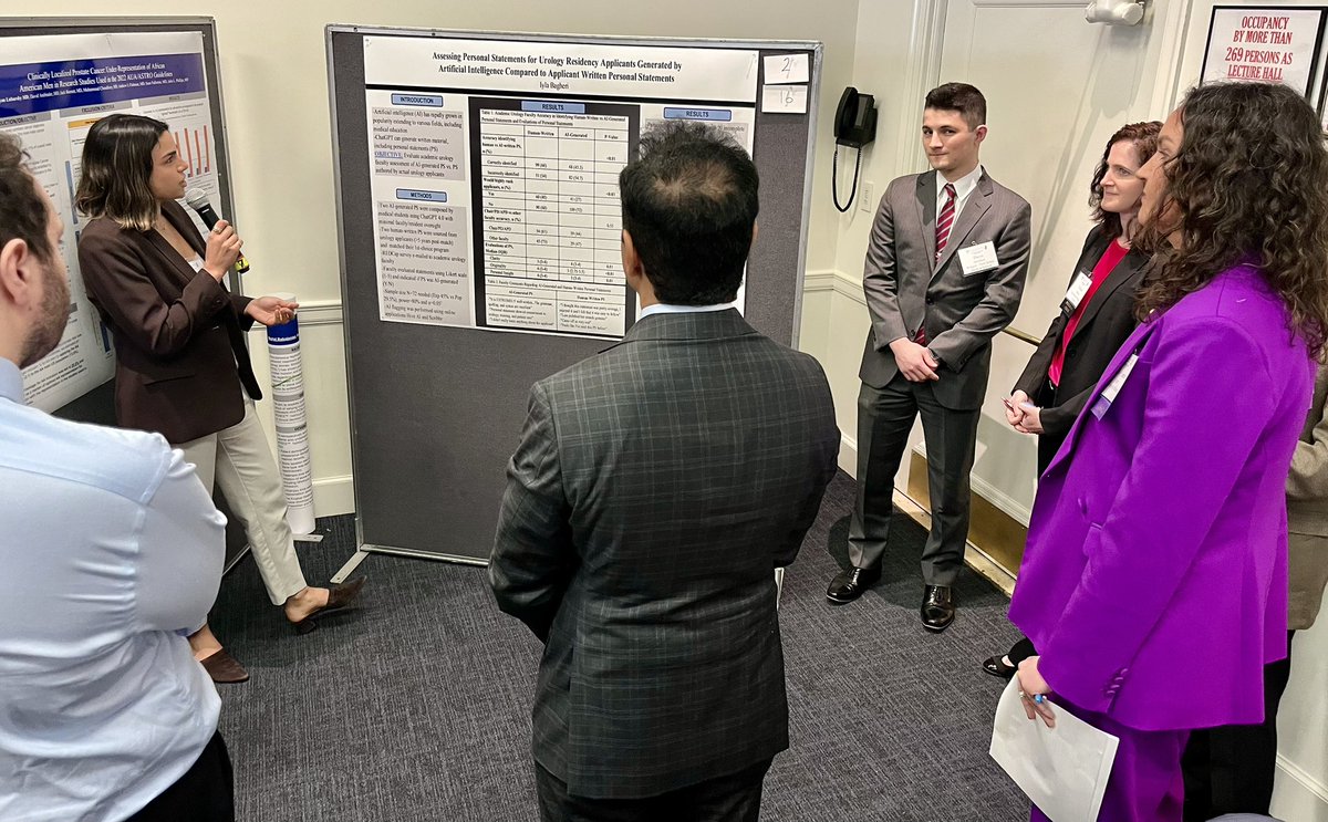 Northwell Urology (@smithinsturo) on Twitter photo Can academic urologists distinguish AI-generated personal statements (PS) v human PS? ⭐️ <a href="/iybagher/">Iyla Bagheri</a> presents <a href="/NYSAUA/">New York Section AUA</a>
🤖 45% correctly identify AI
🤖 66% correctly identify human
⚖️ Human PS ⬆️ highly ranked (40 v 27%)
scored ⬆️ originality & personal insight (but not clarity) Can academic urologists distinguish AI-generated personal statements (PS) v human PS? ⭐️ <a href="/iybagher/">Iyla Bagheri</a> presents <a href="/NYSAUA/">New York Section AUA</a>
🤖 45% correctly identify AI
🤖 66% correctly identify human
⚖️ Human PS ⬆️ highly ranked (40 v 27%)
scored ⬆️ originality & personal insight (but not clarity)
