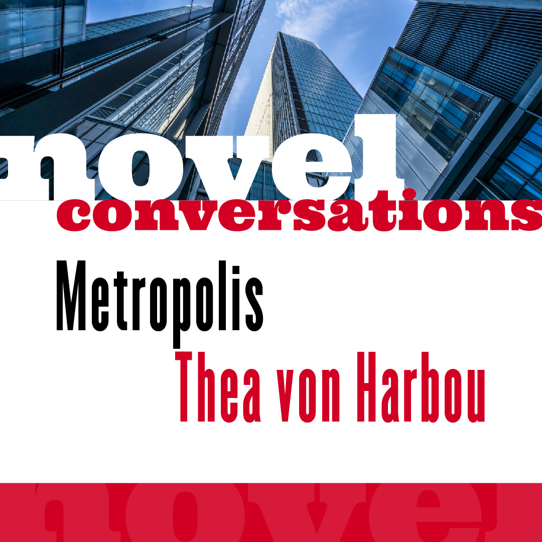 Novel_Convers's tweet photo. ICYMI, Novel Conversations is back! Listen to Frank, Dallas, and Elizabeth discuss Metropolis, the film treatment for the 1927 sci-fi classic of the same name.

#novelconversations #evergreenpodcasts #scifibooks #metropolis #dystopia #earlyscifi https://t.co/jIKuNDS5Hy