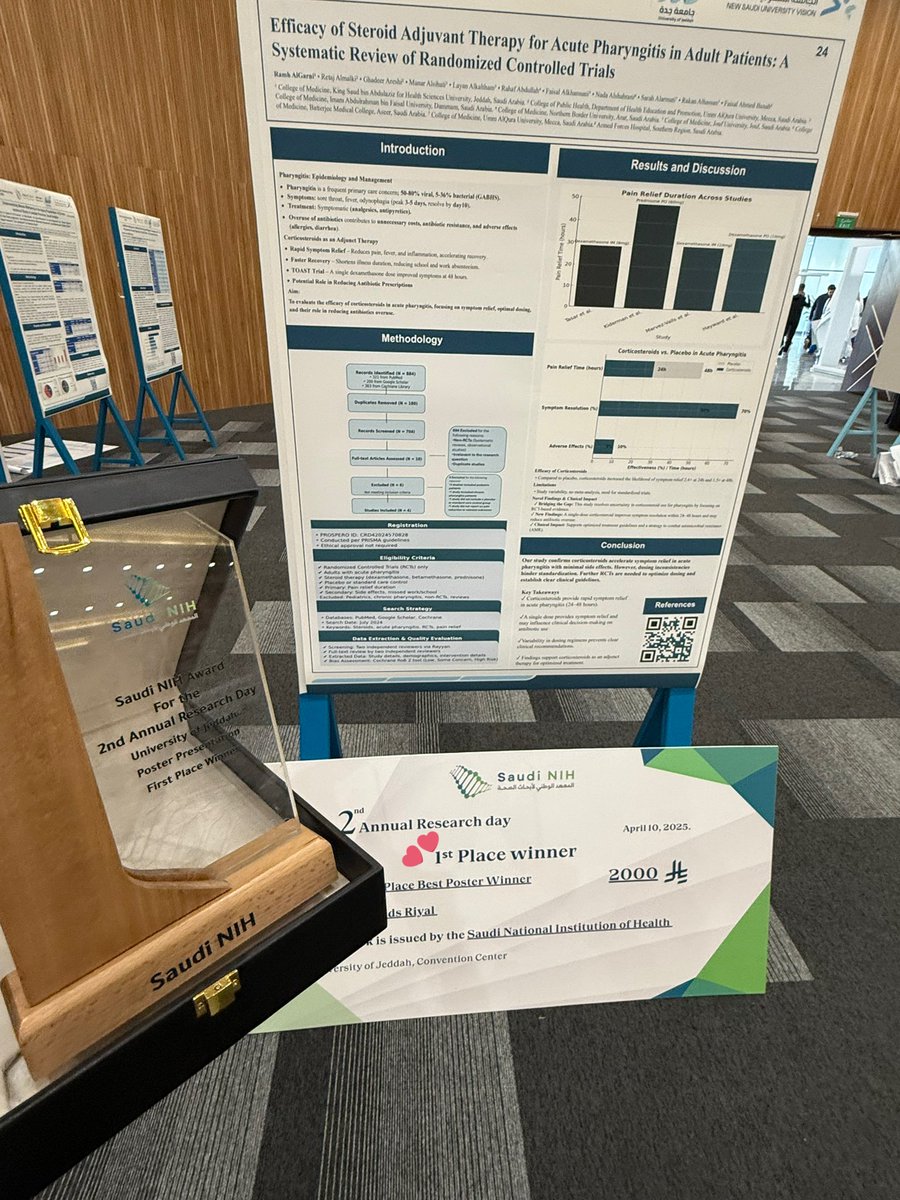 Ramaabq's tweet photo. Proud to have achieved 1st place in the poster presentation at the 2nd Annual Research Day!🥇 https://t.co/B3I18pYOBL