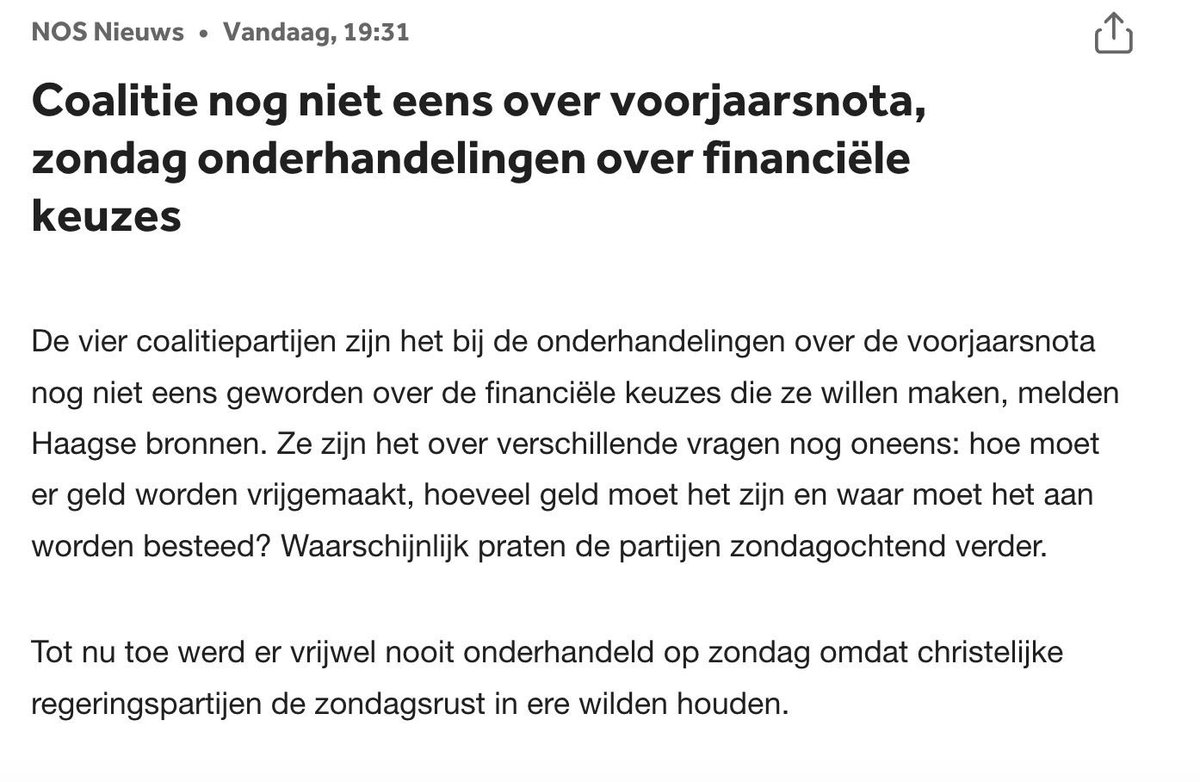 Het leven is meer dan geld, daarom is die zondag zo goed! Even rust. 

Wat jammer dat deze coalitie dat principe laat varen, terwijl er nog een begin moet worden gemaakt met onderhandelen. 

Zes dagen werk en een dag rust en familie, daar wordt alles beter van. #zondagsesteek