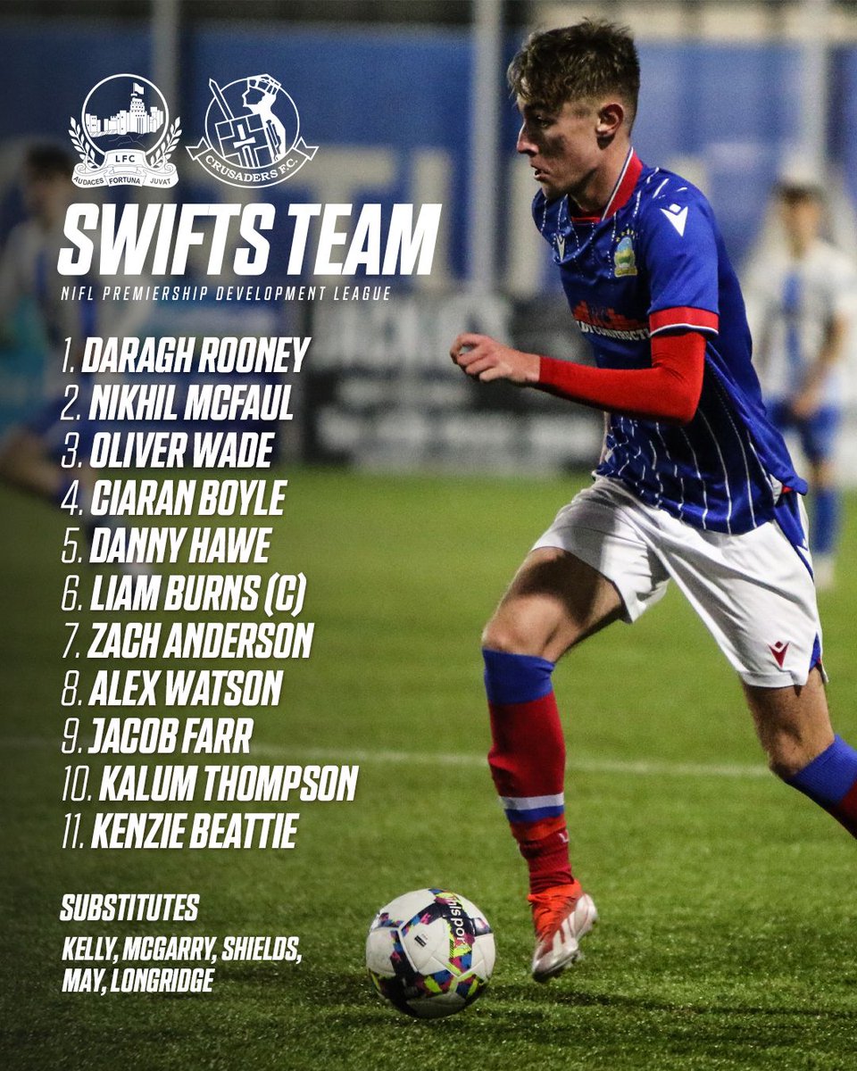 OfficialBlues's tweet photo. 𝙎𝙒𝙄𝙁𝙏𝙎 𝙏𝙀𝘼𝙈 🔵

How the PDL Champions line up for tonight's game against Crusaders Reserves ⤵️ 

#COYB #AFJ | #NIFLPDL https://t.co/IHIaVjfRvT
